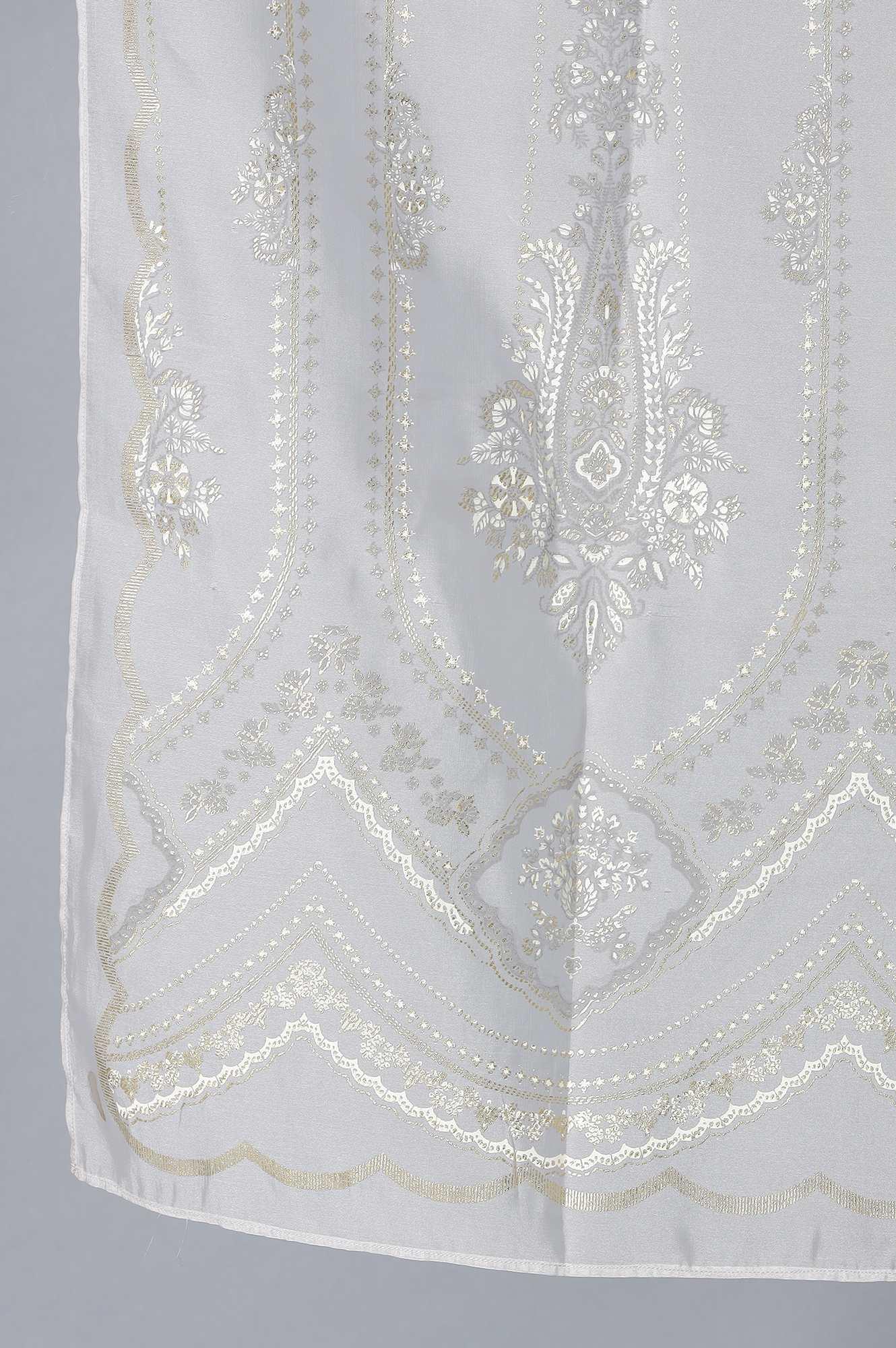 Grey Embroidered kurta With Parallel Pants And Dupatta - Image 7