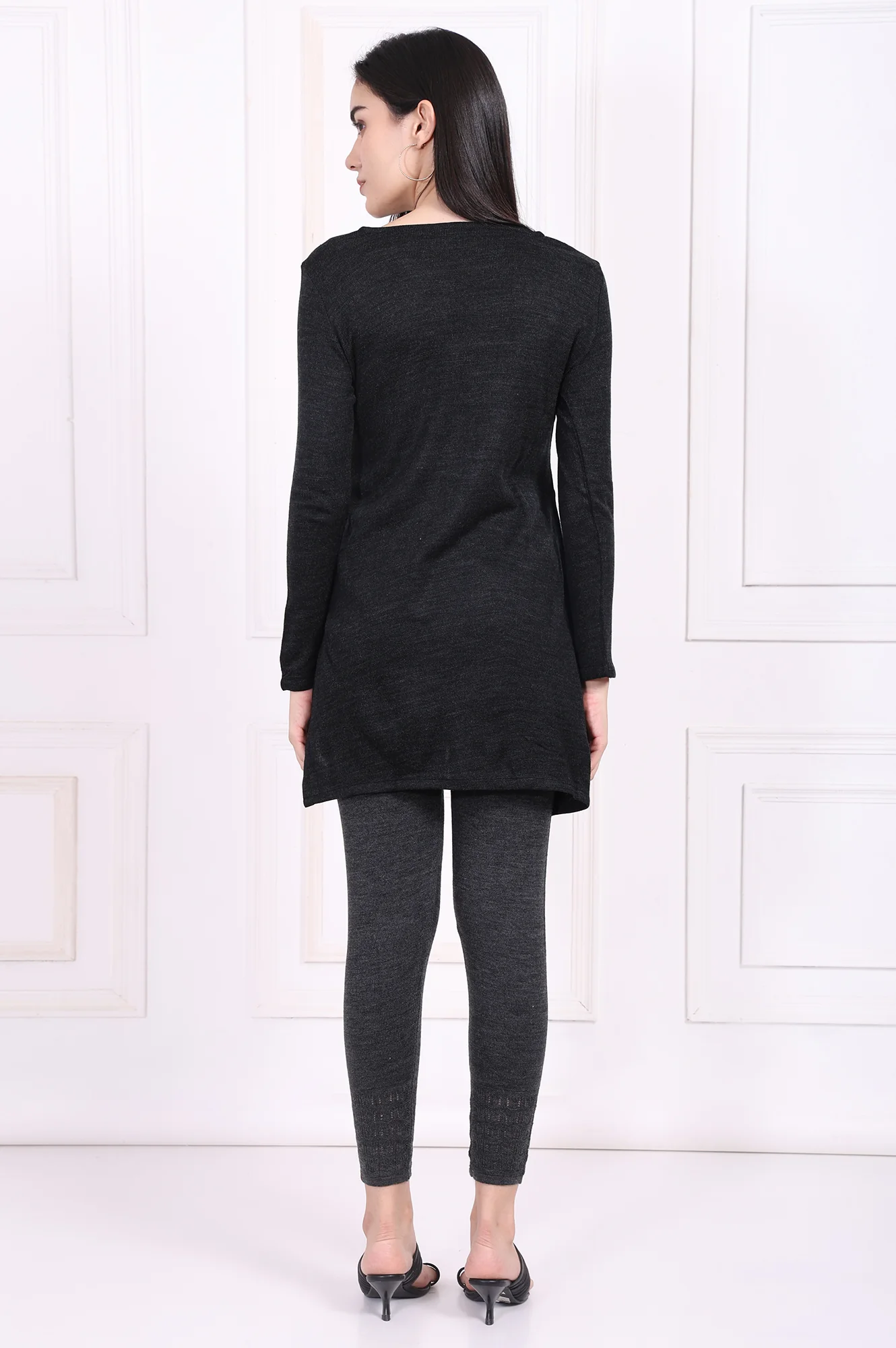 Grey Embroidered Straight Acrylic Tunic - Image 4