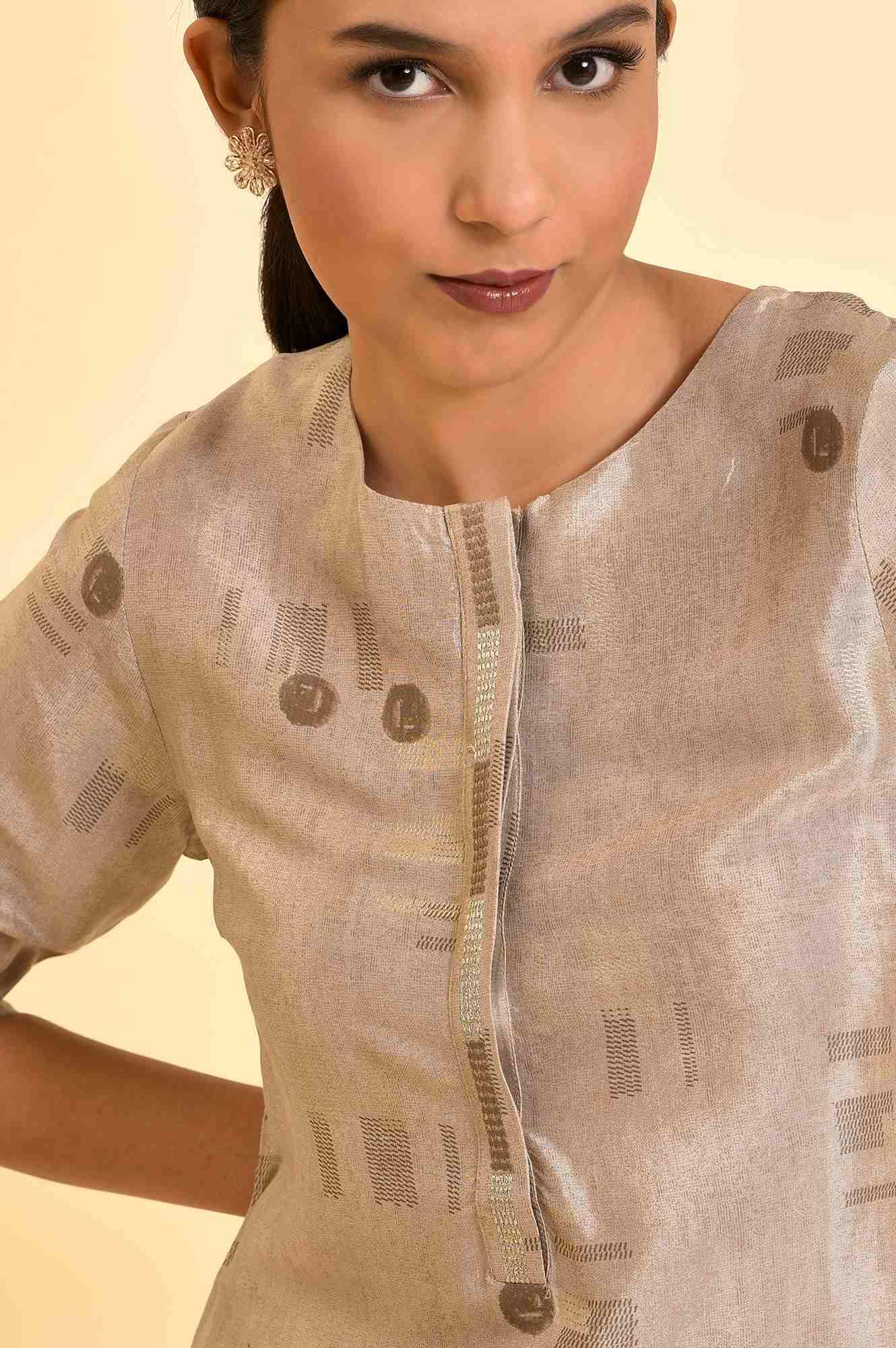 Grey High-Low Kurta And Pants Set - Image 6