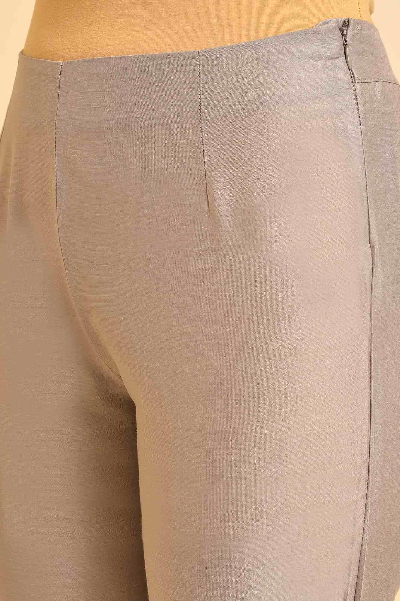 Grey High-Low Kurta And Pants Set - Image 8