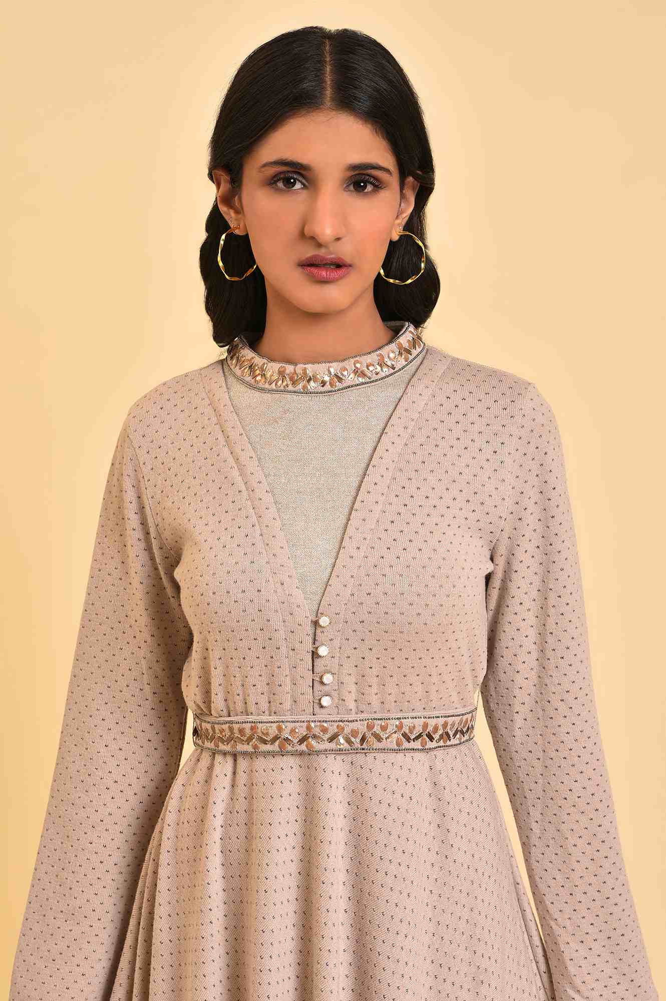 Grey Mock Layered Plus Size Embellished Dress - Image 5