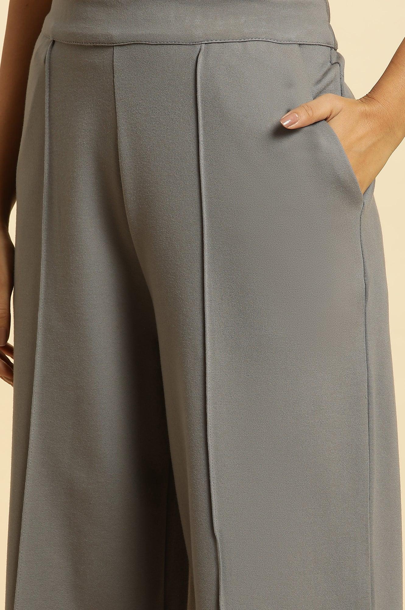 Grey Pin Tuck Trouser Pants - Image 7