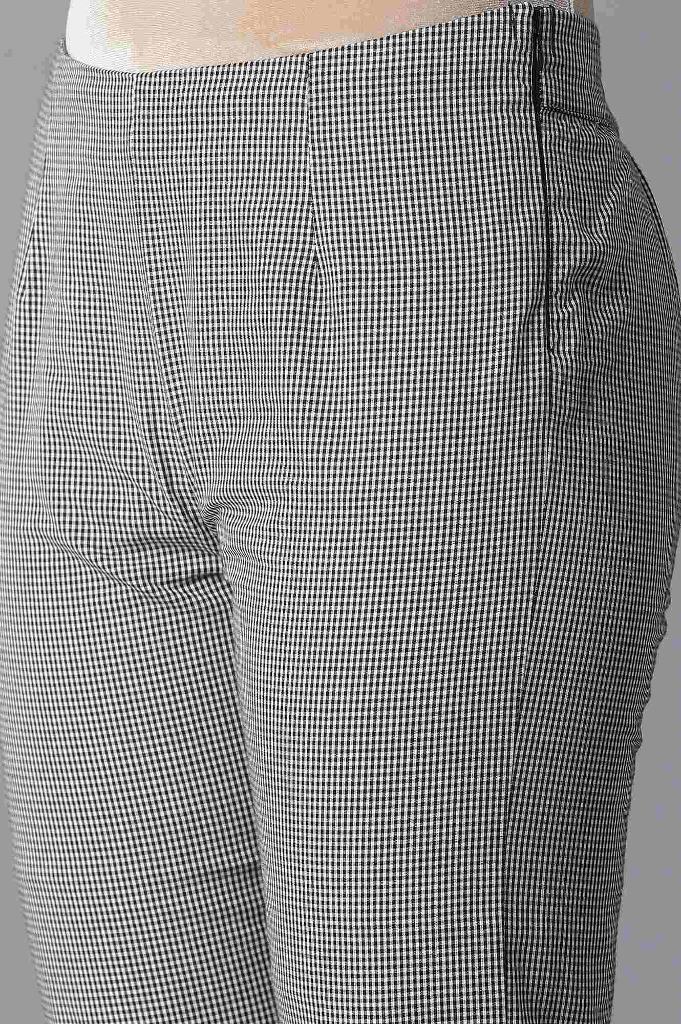 Grey Polka Dots Rayon Flax A-Line Kurta and Slim Pant Set - Image 5