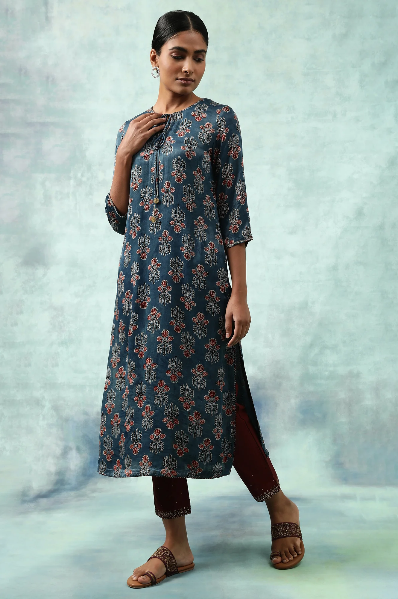 Indigo Ajrakh Print kurta - Image 3