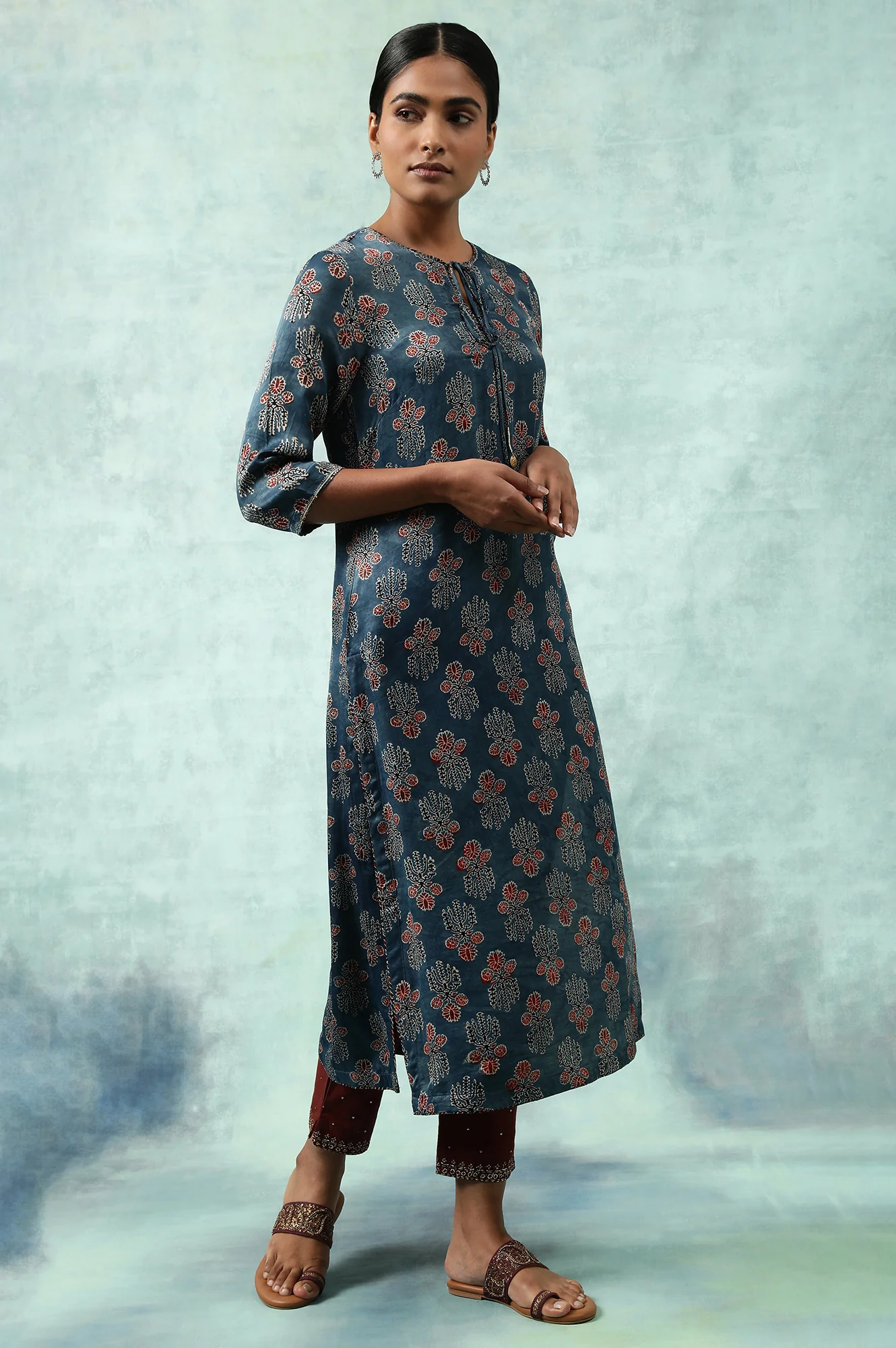 Indigo Ajrakh Print kurta - Image 4