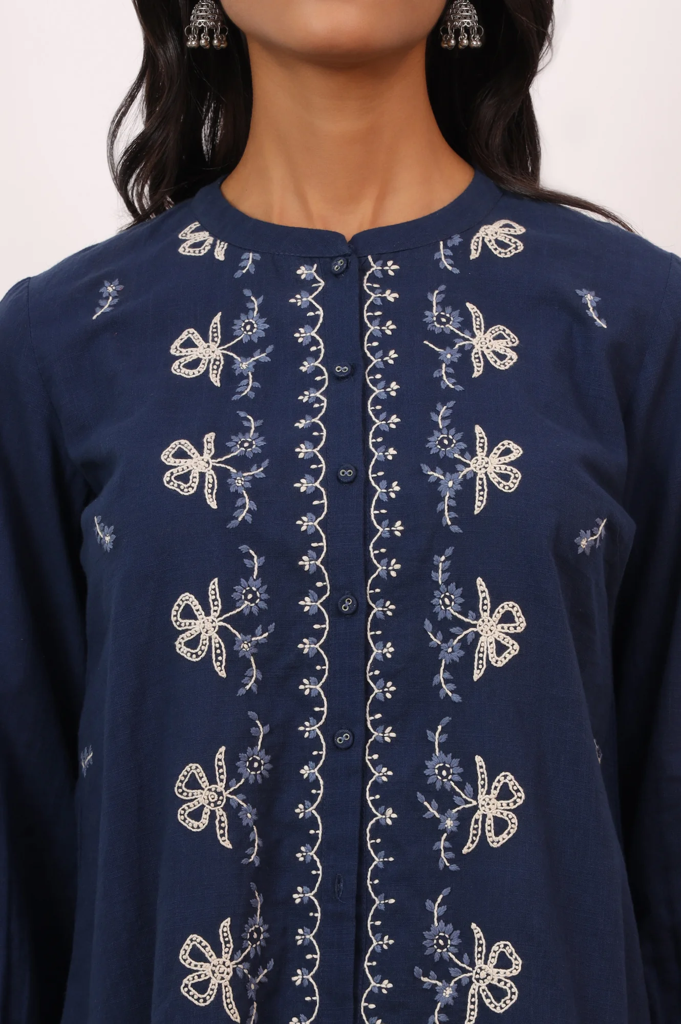 Indigo Blue Chikankari Tunic and Pants Set - Image 4
