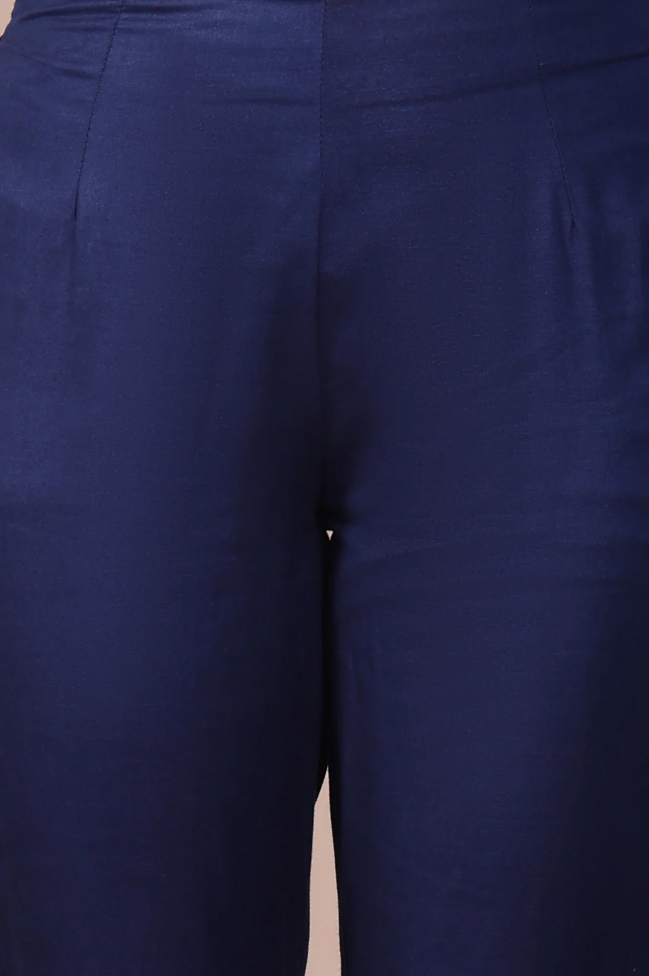 Indigo Blue Mirror Work Tussar Silk Slim Pants - Image 6