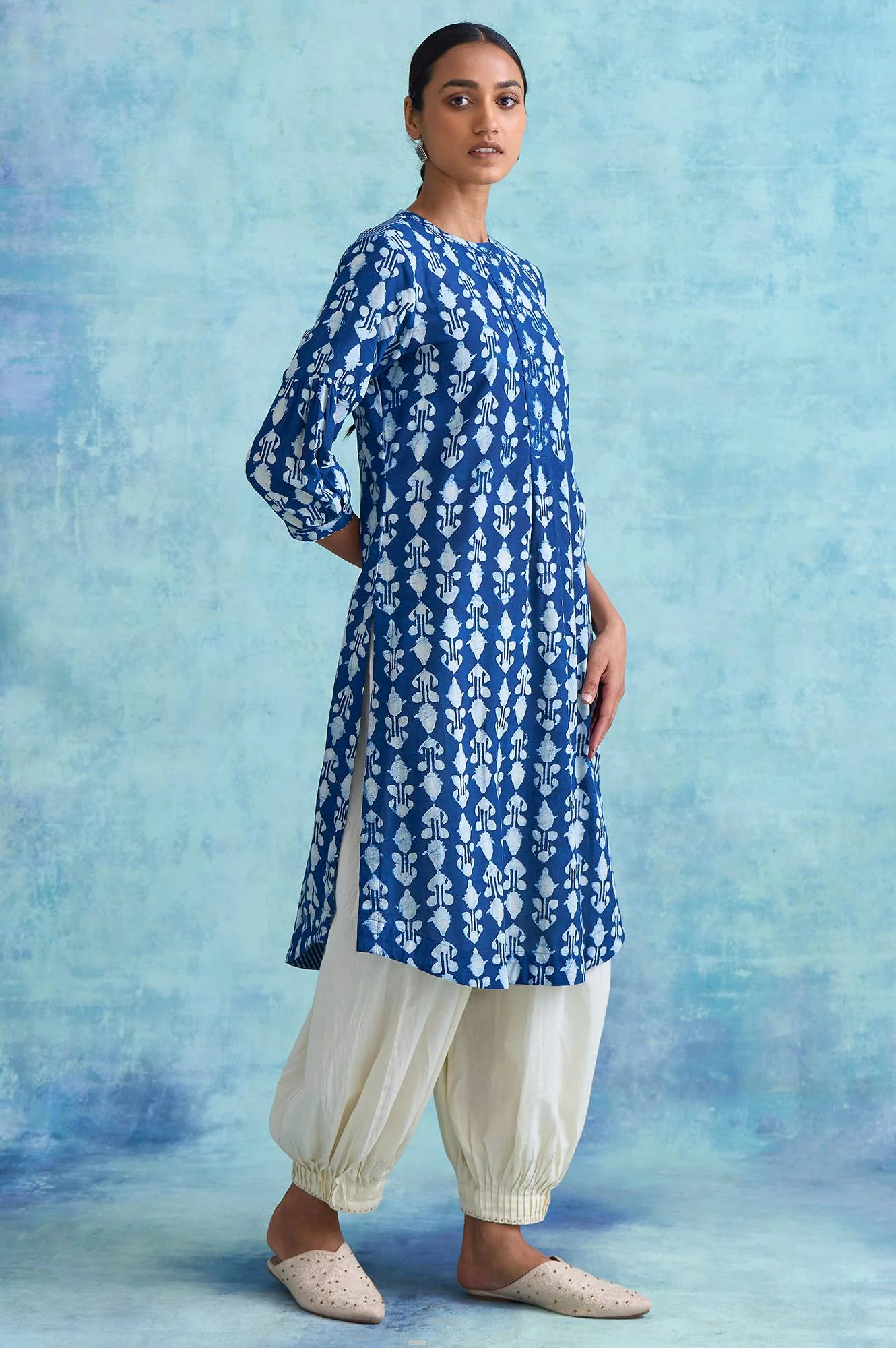 Indigo Booti Dabu Print kurta - Image 4