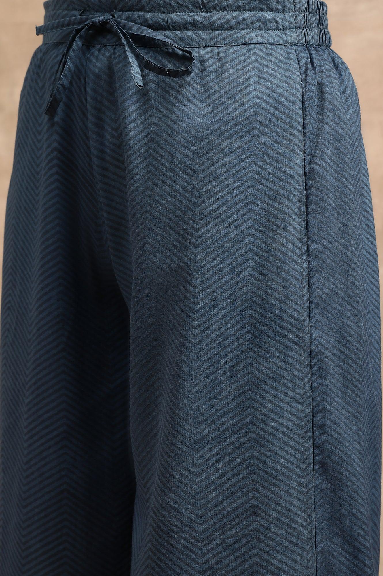 Indigo Chevaron Print Parallell Pants - Image 6