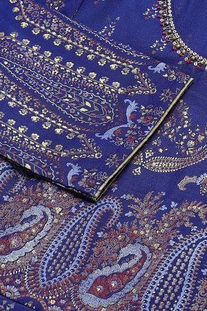 Indigo Paisley Print Flared Festive Dress - Image 8
