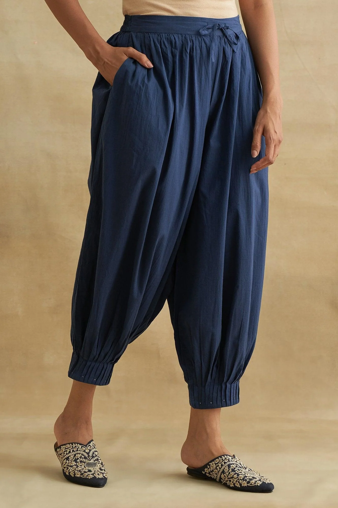 Indigo Pleated Hem Salwar Pants - Image 4