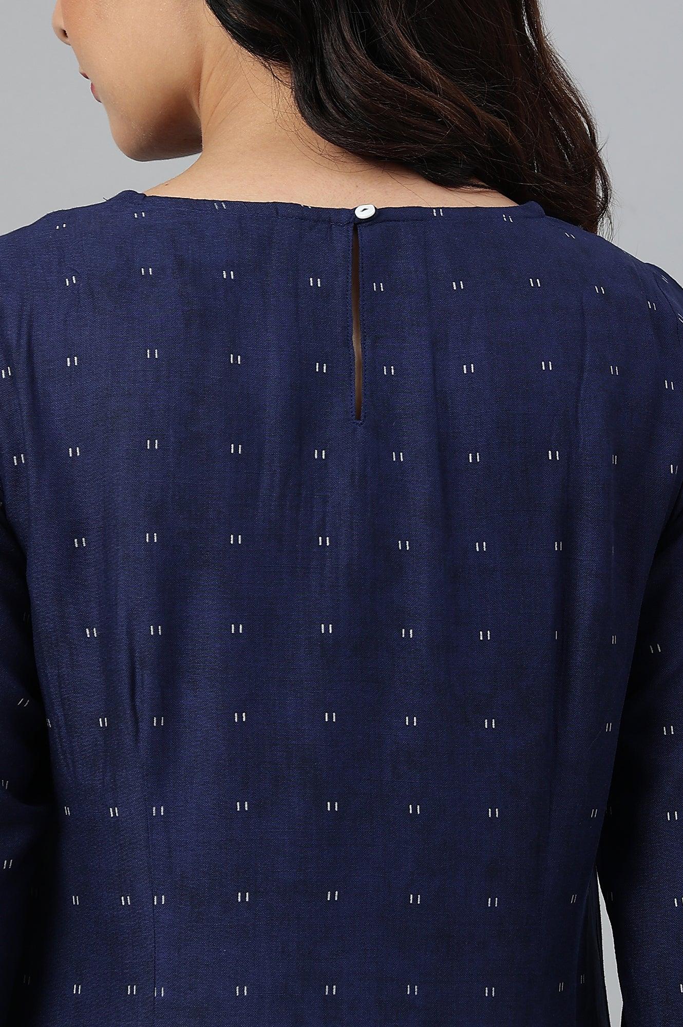 Indo Floral Print A-Line kurta With Pin Tucks - Image 9