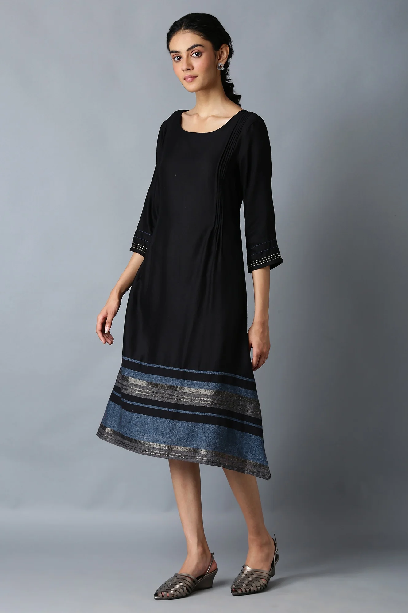 Jet Black A-Line kurta - Image 3