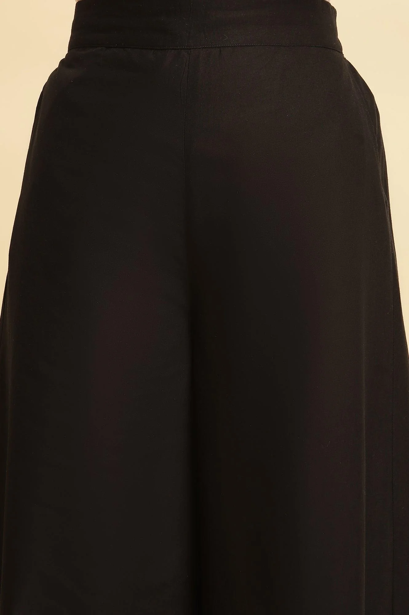 Jet Black Flared Culottes With Mirror Work - Image 6