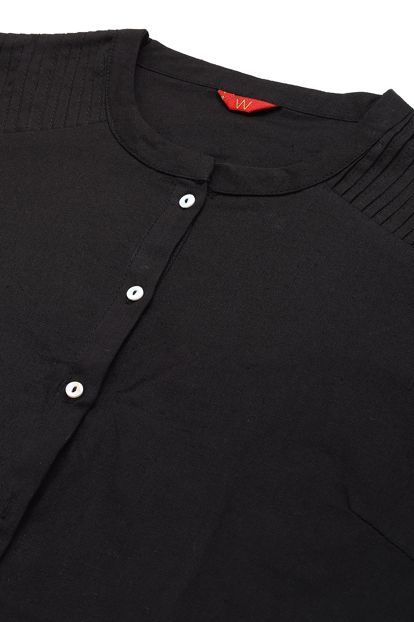 Jet Black Half Placket Shirt kurta - Image 3