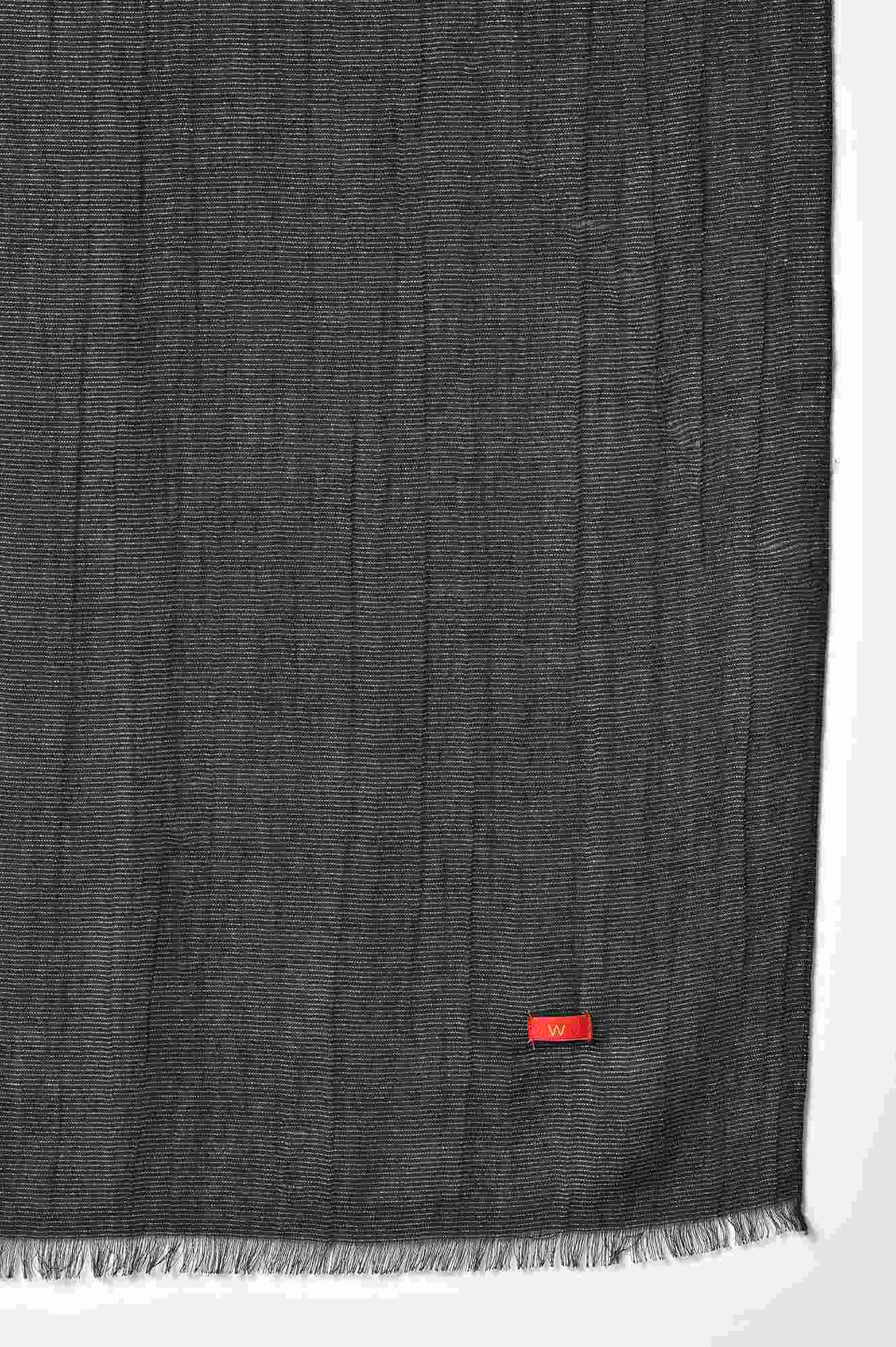 Jet Black Lurex Woven Shawl - Image 4