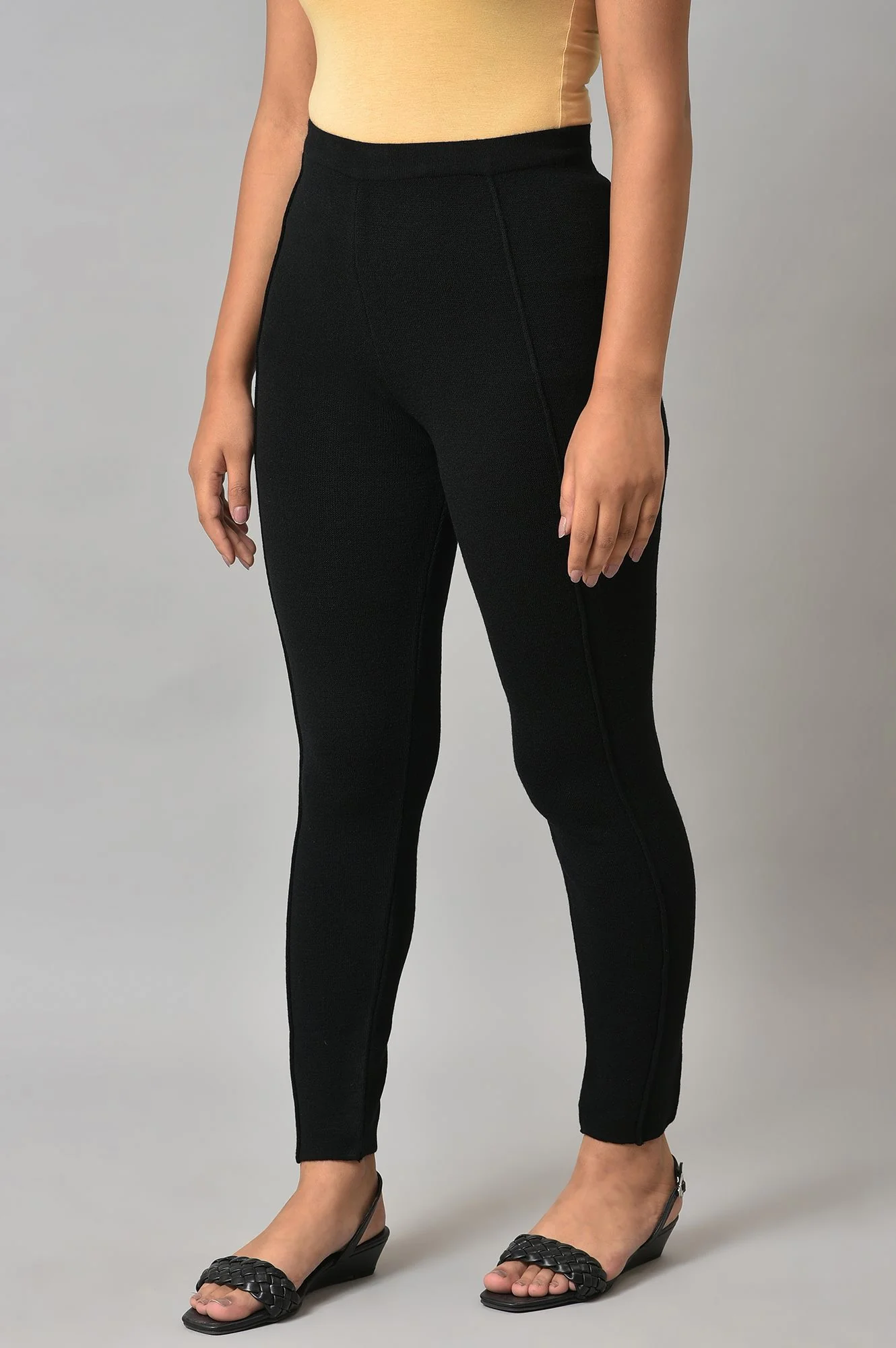 Jet Black Solid Winter Tights - Image 3