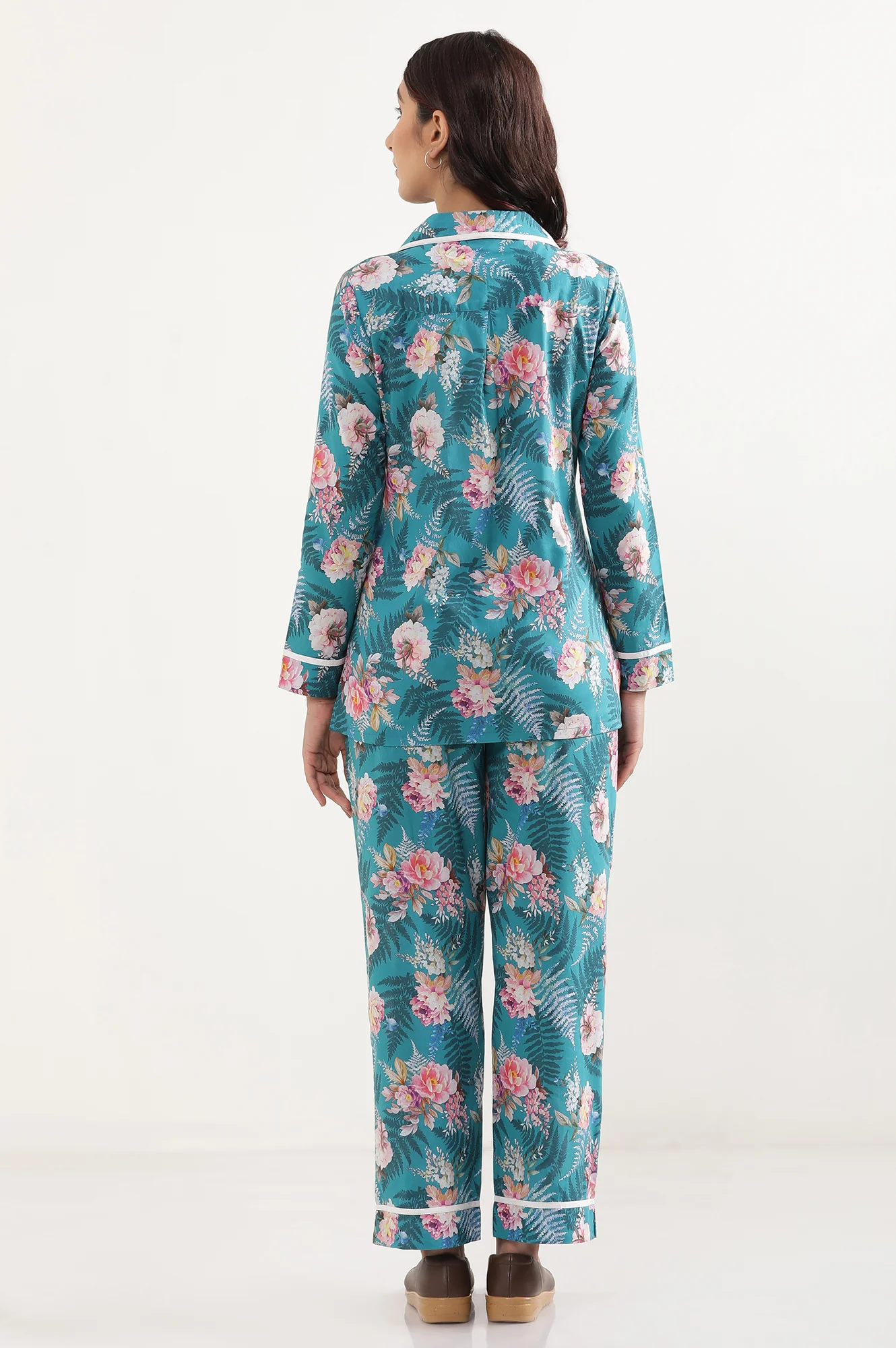 Elleven Women's Green Floral Printed Straight Fit Cotton Palazzo With Elasticated Waist - Image 5