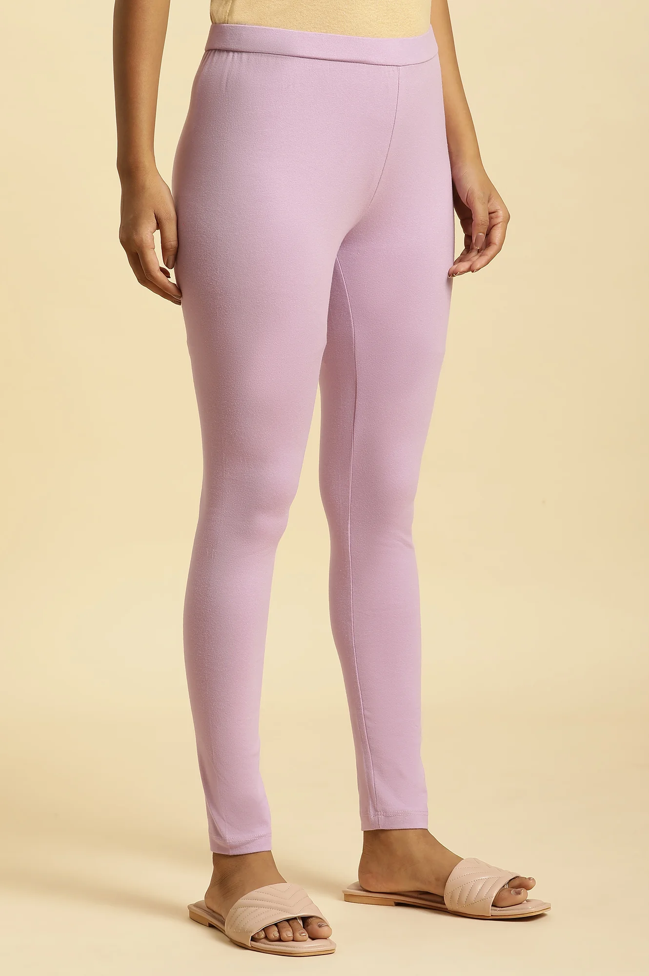 Lavender Purple Knitted Cotton Lycra Tights - Image 4