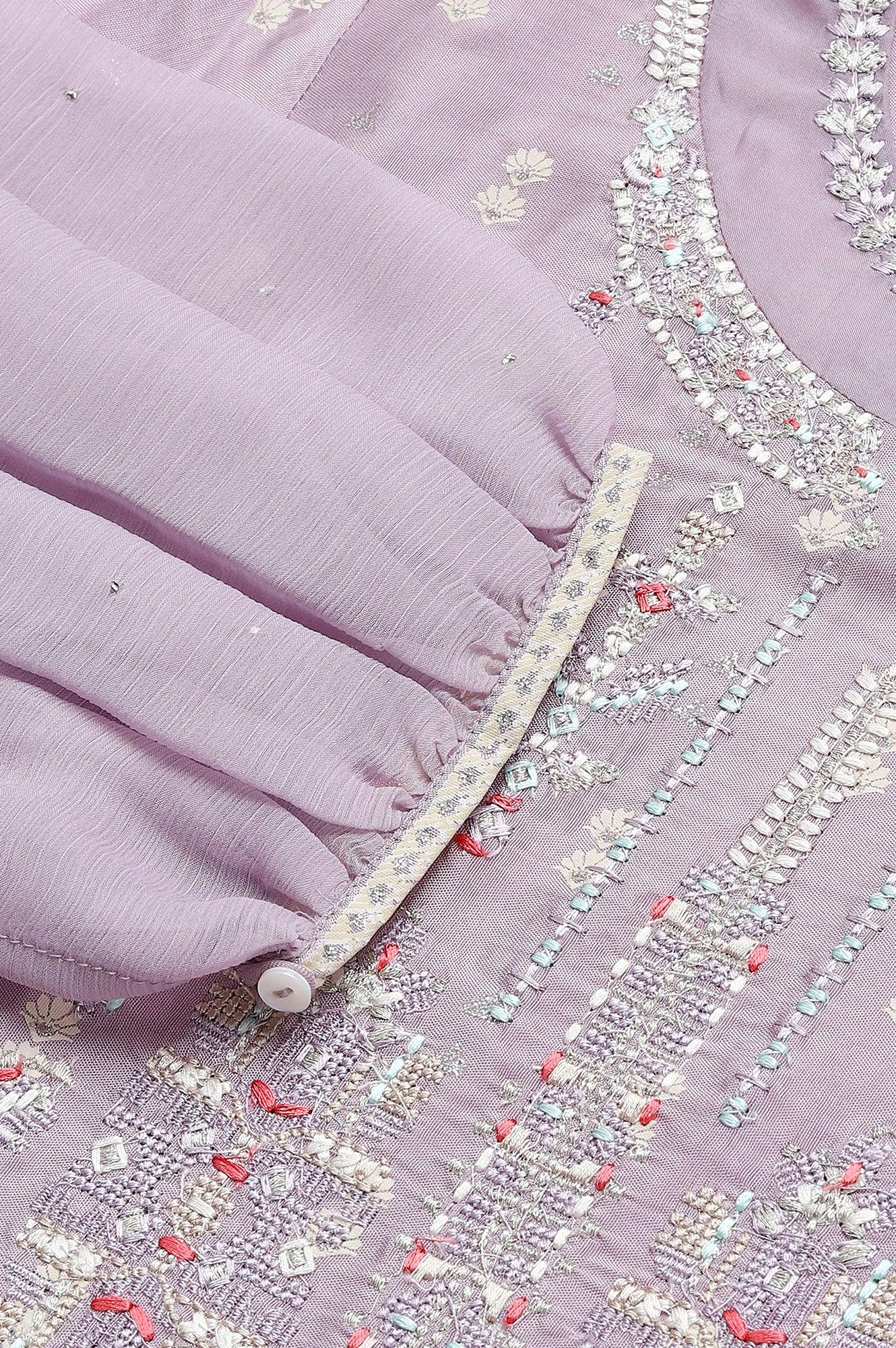 Lavender Shantung kurta With Embroidery - Image 7
