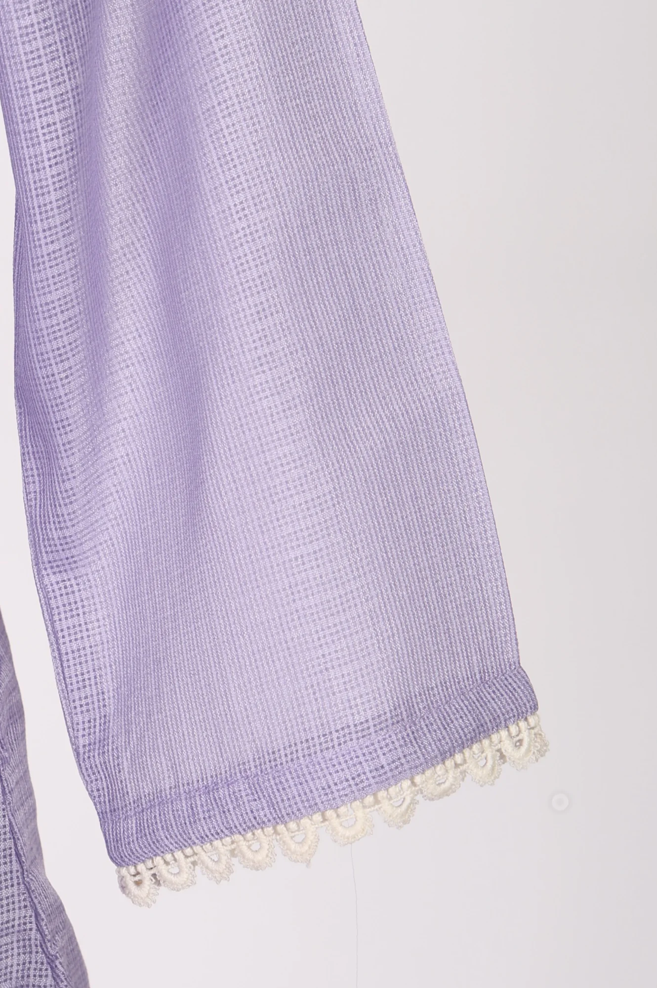 Lavender Thread Embroidered Kota Straight Kurta - Image 7