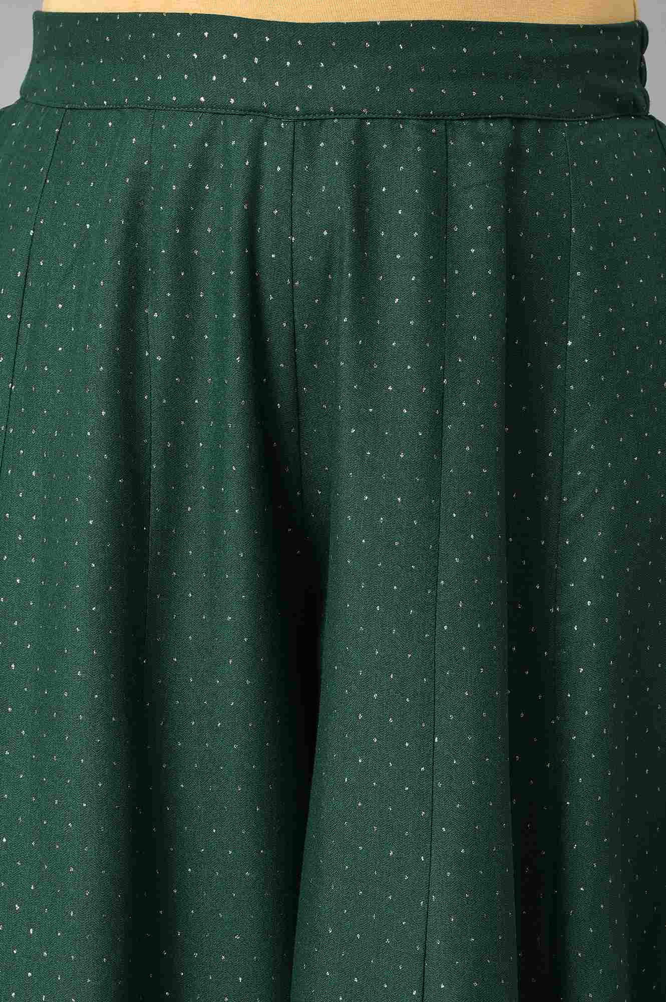 Leaf Green Glitter Printed Culottes - Image 6