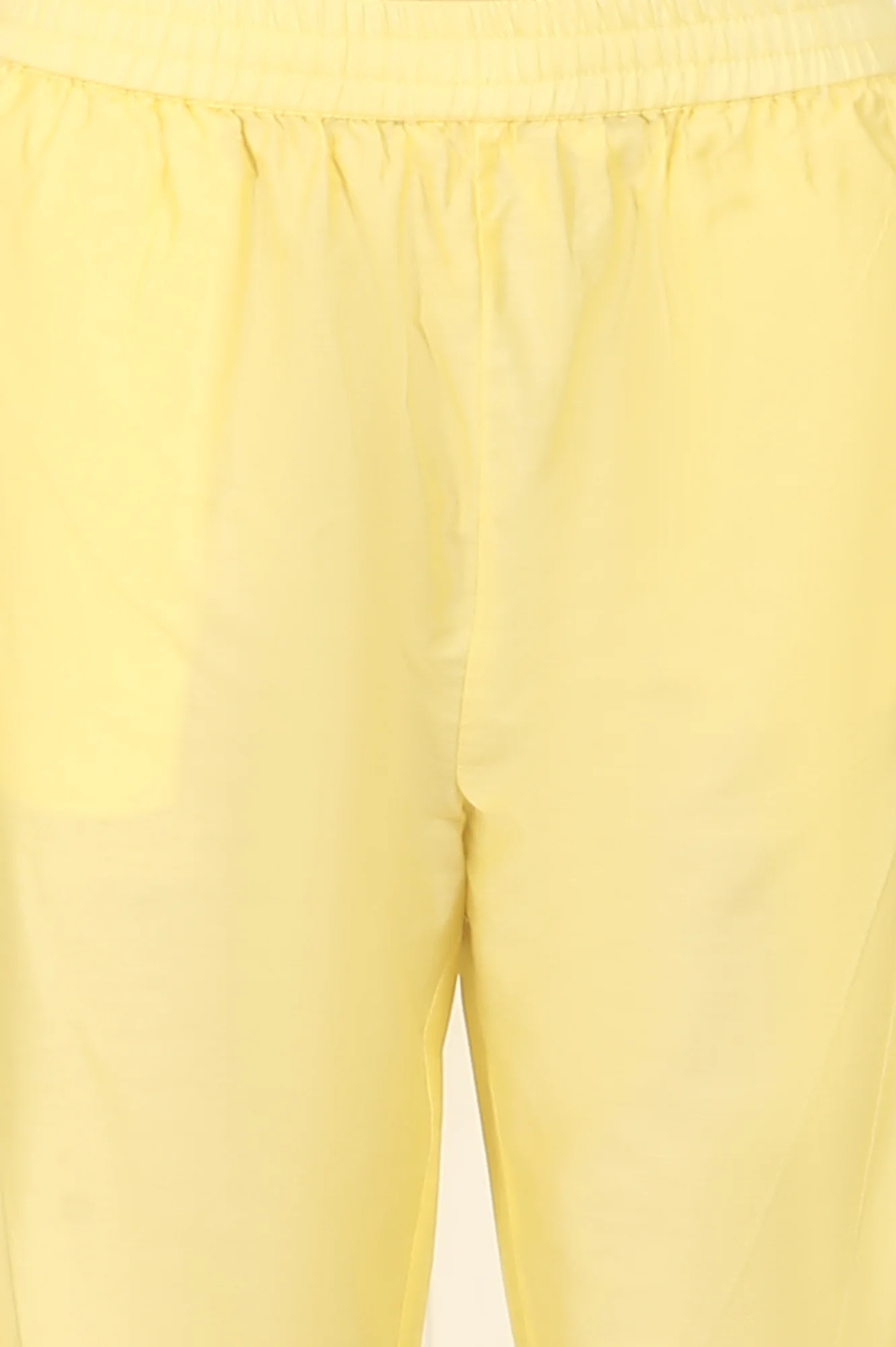 Lemon Yellow Embroidered Chanderi A-line Kurta, Pants and Dupatta Set - Image 9