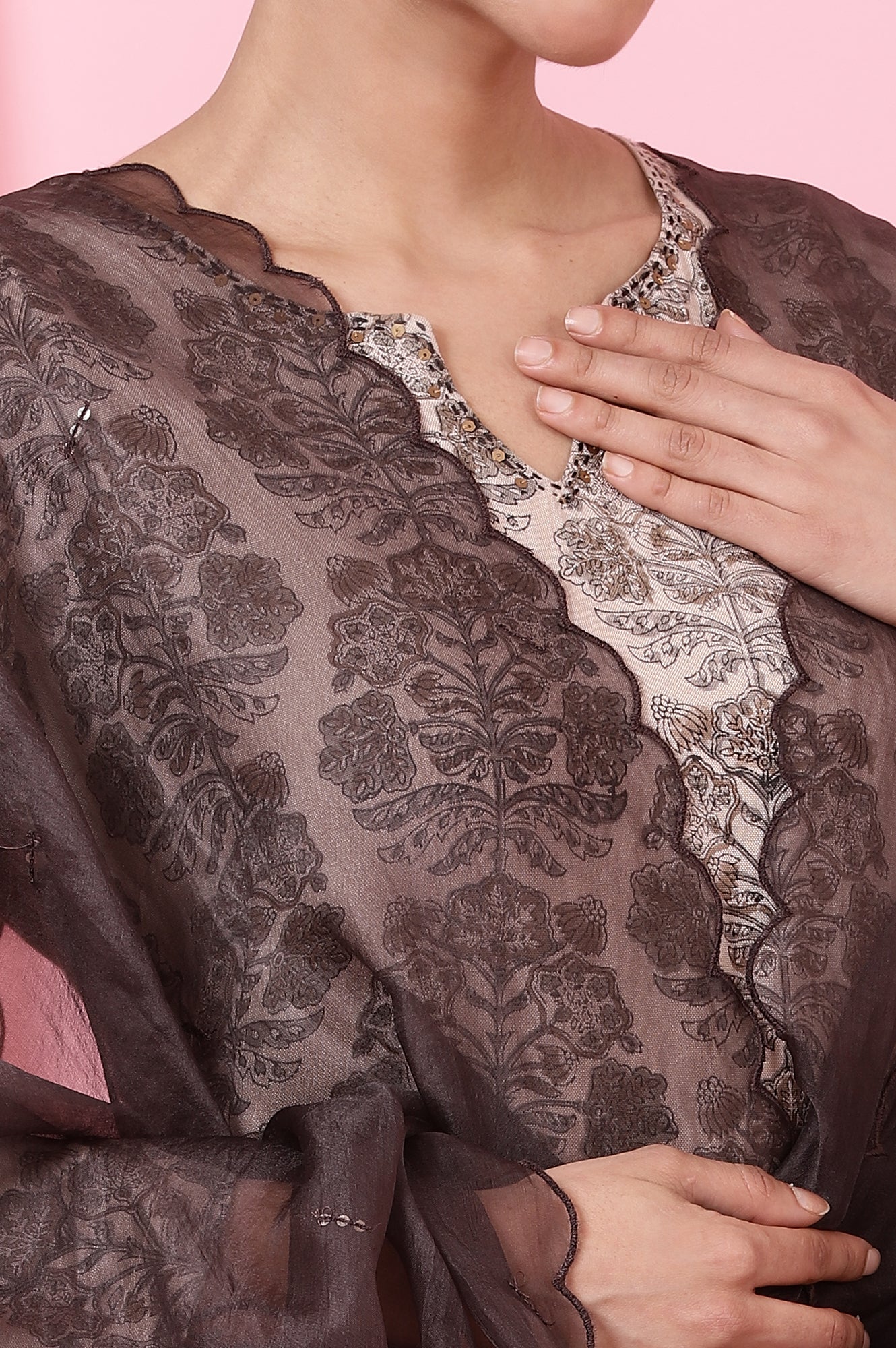 Lemon Yellow Silk Organza Embroidered Dupatta - Image 4
