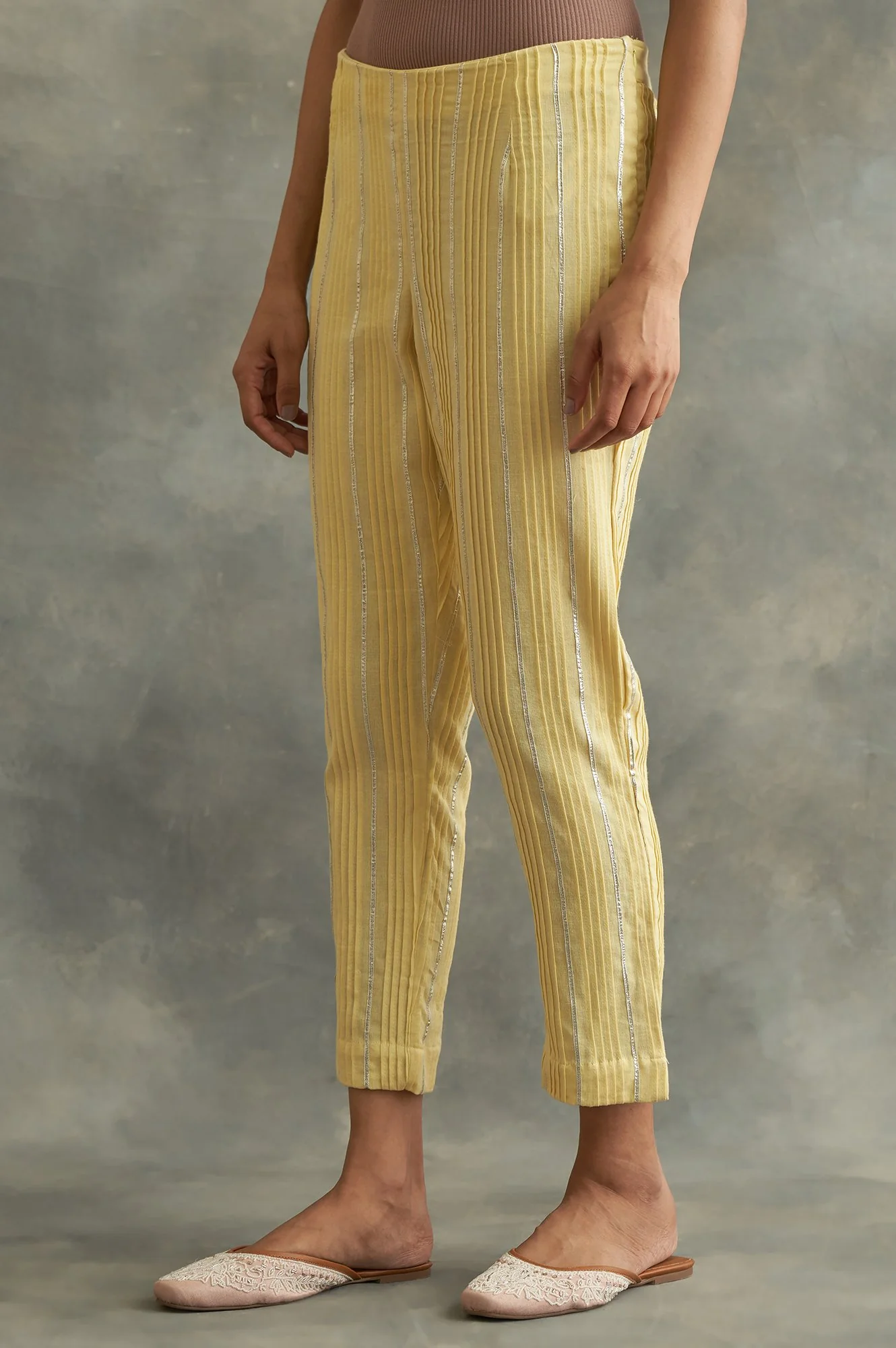 Lemon Yellow Solid Slim Pants - Image 3