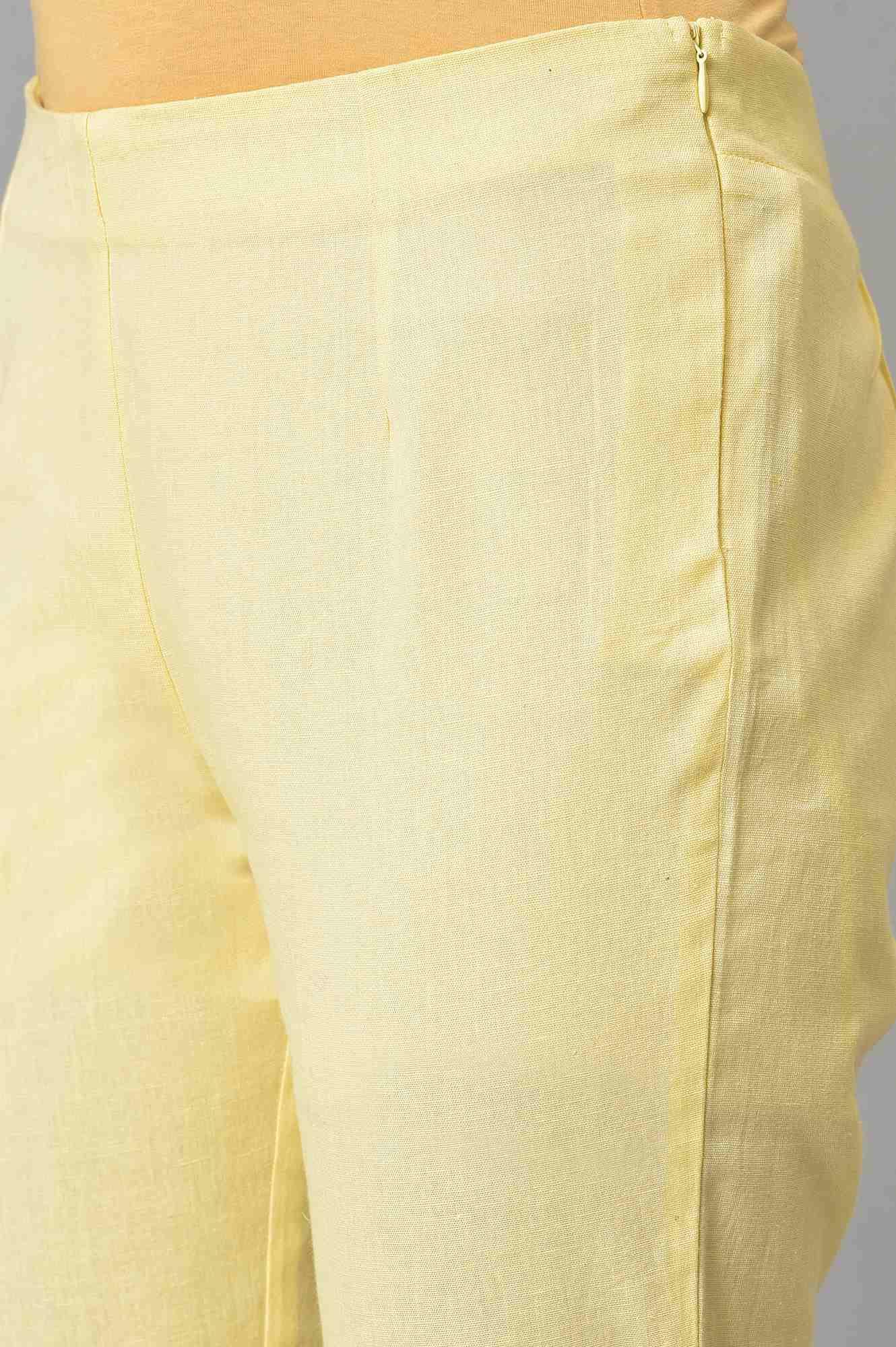 Lemonade Yellow Solid Plus Size Slim Pants - Image 7