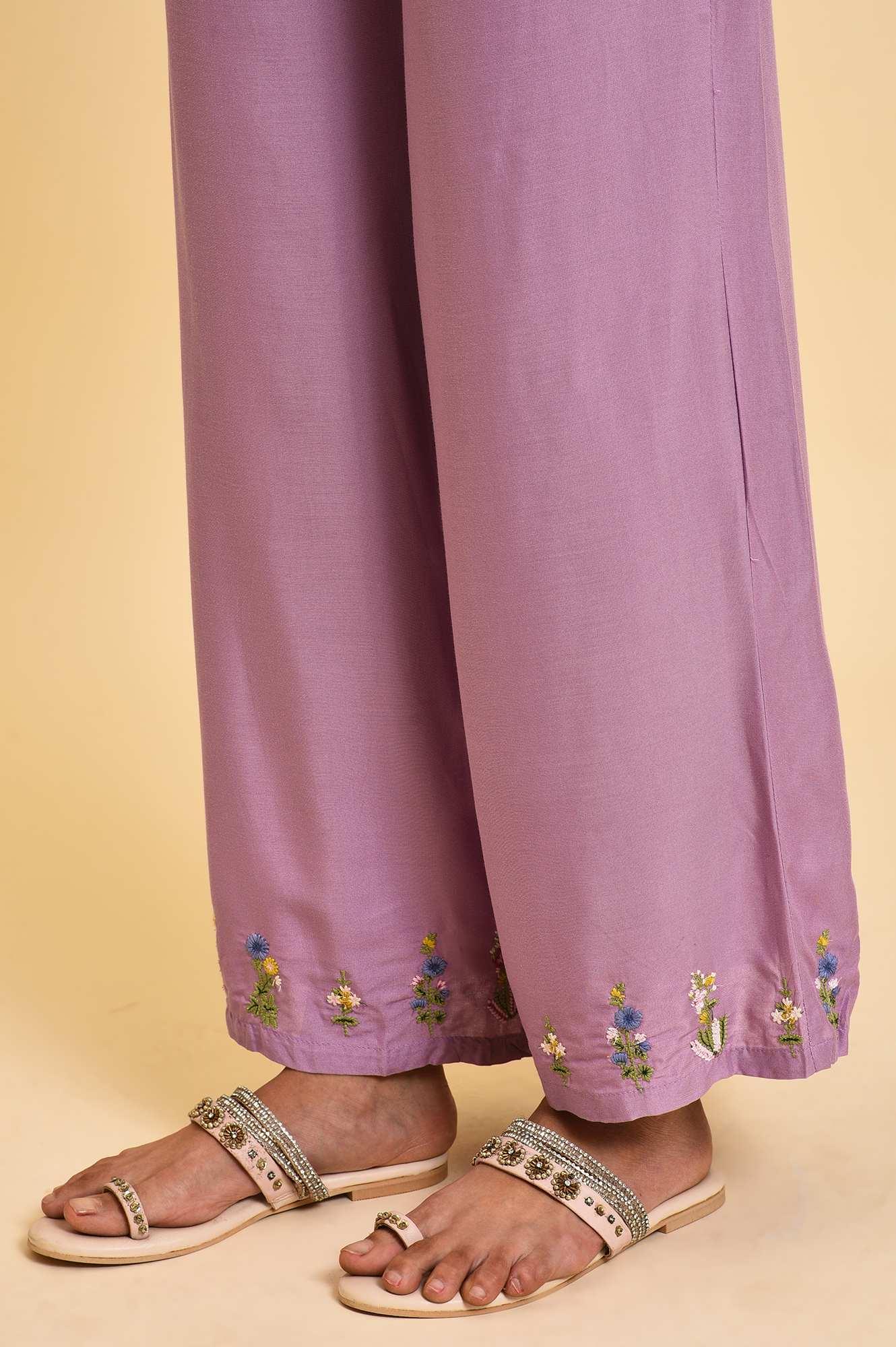 Ligh Purple Embroidered kurta Set - Image 8