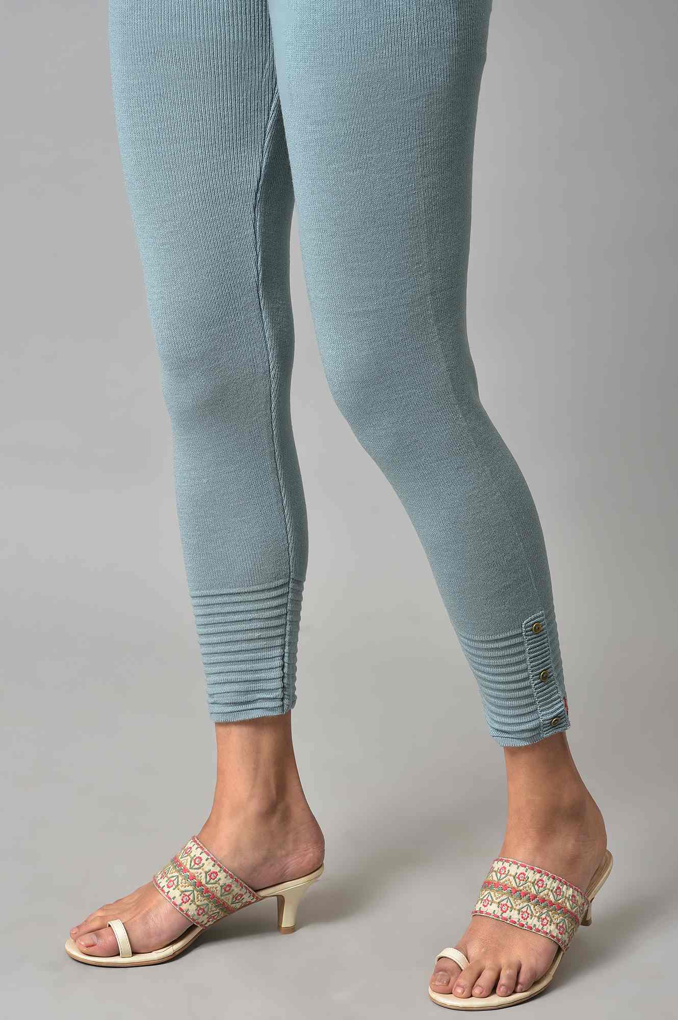 Light Blue Acrylic Winter Leggings - Image 8