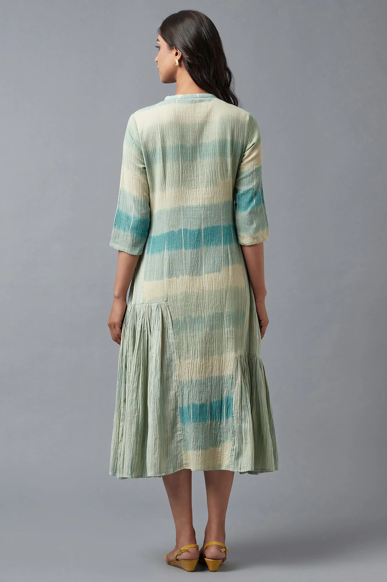 Light Blue Cotton Asymmetric Dress - Image 2
