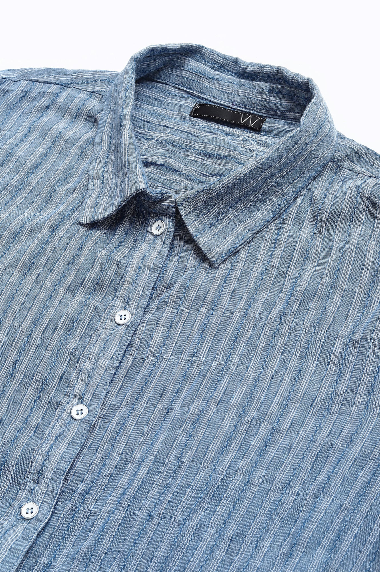 Light Blue Cotton Stripes Shirt With Front Knot - Image 2