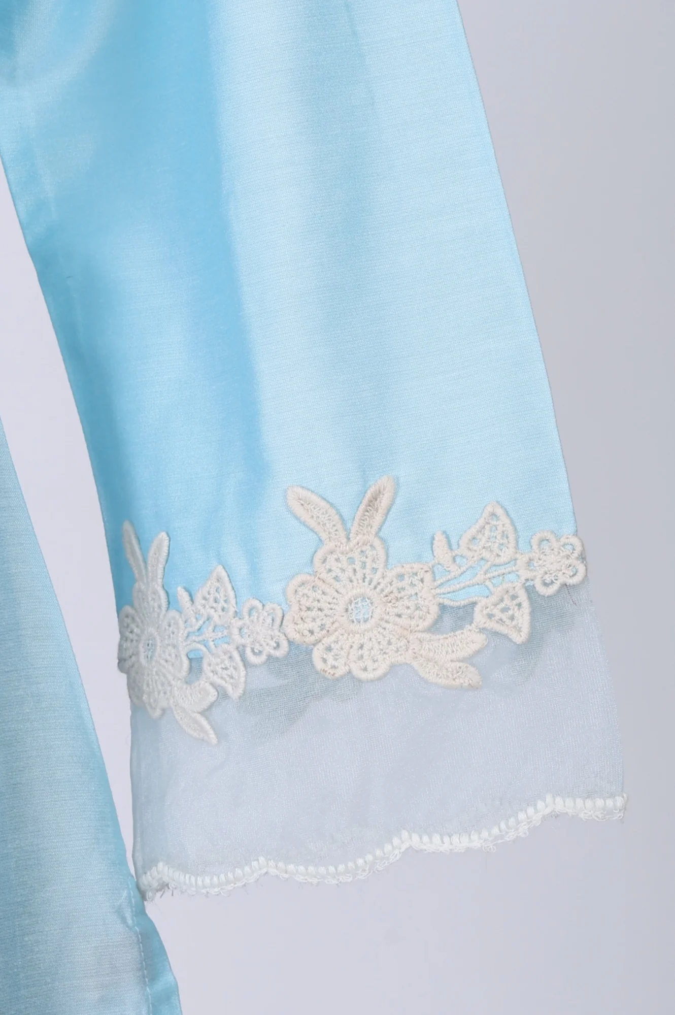 Light Blue Embroidered A-line Kurta - Image 7
