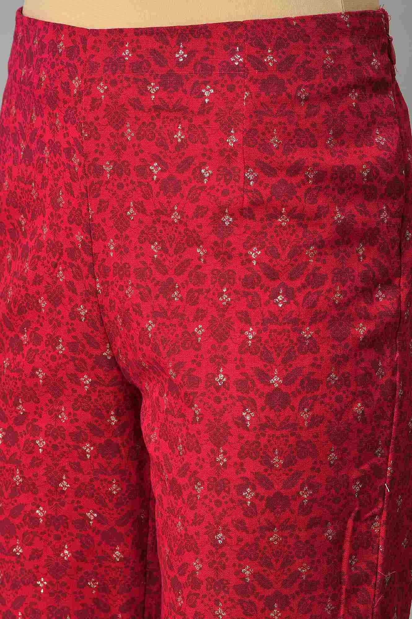Light Blue Floral Printed kurta With Pink Slim Pants And Dupatta - Image 7