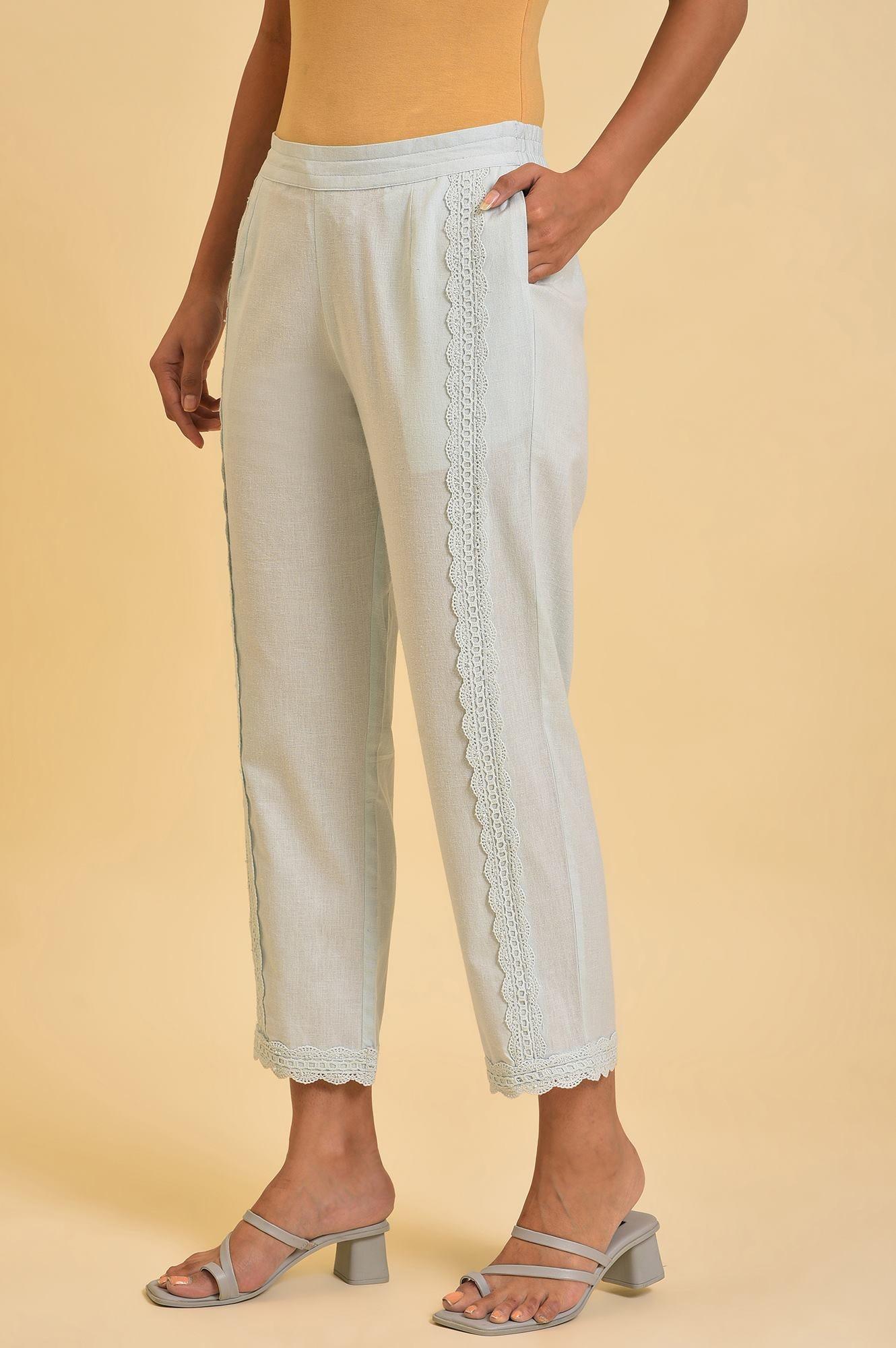 Light Blue Lace Slim Pants - Image 3