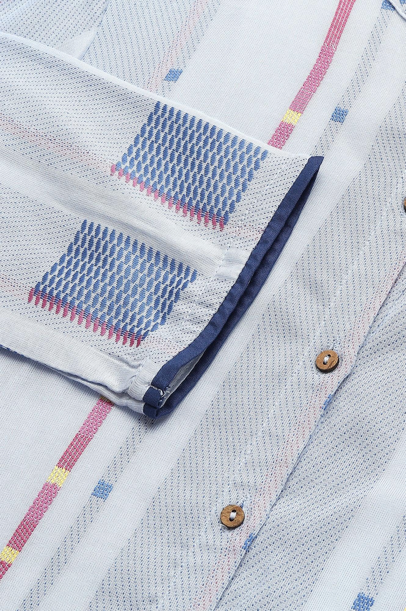 Light Blue Shirt kurta With Front Placket - Image 7
