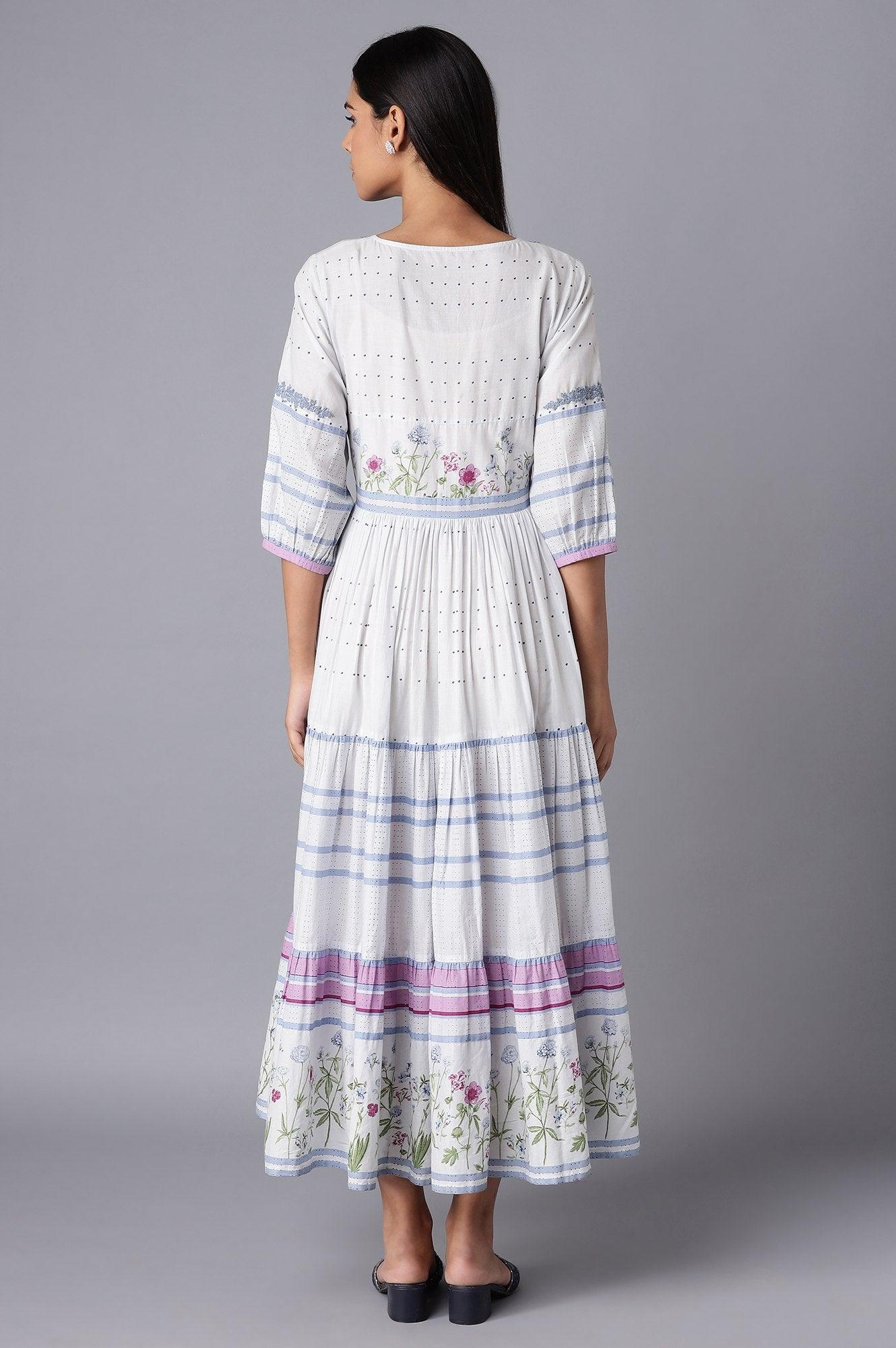 Light Blue Tiered Dress with Embroidery - Image 2