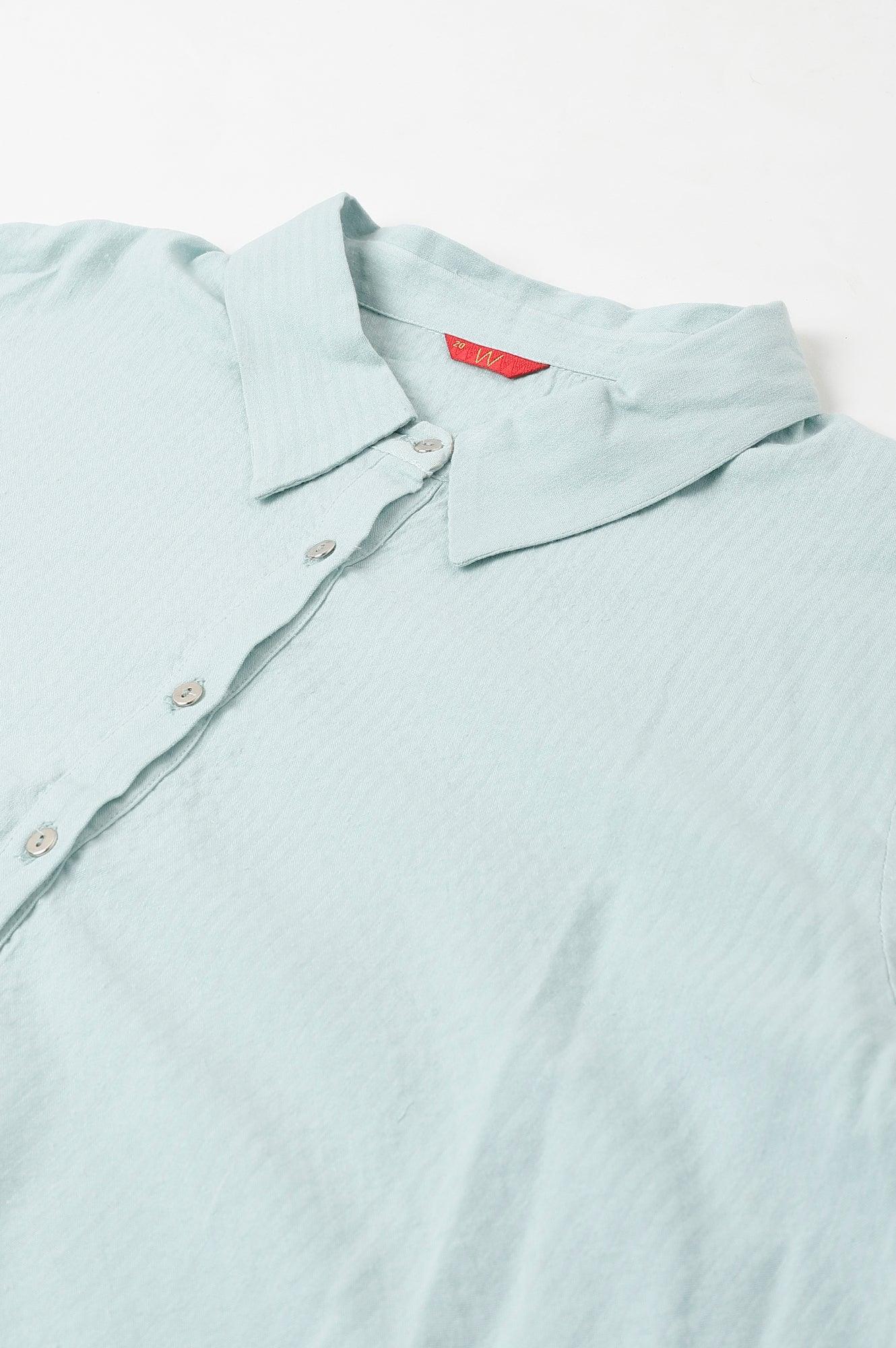 Light Blue Western Buton-Down Plus Size Top - Image 7