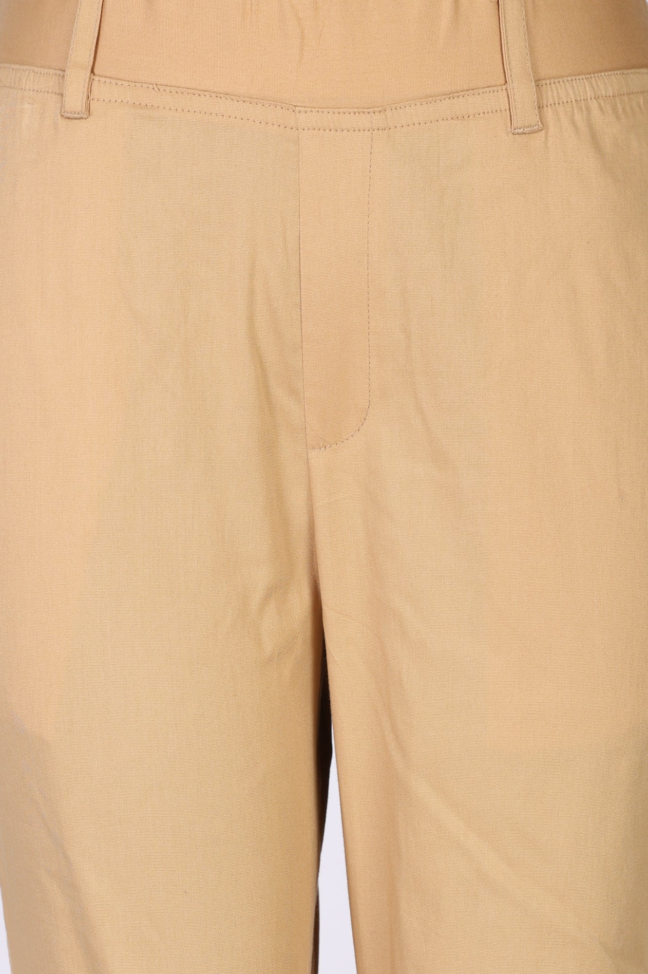 Elleven Women's Light Gold Solid Cotton Blend Tapered Fit Ankle Length Trousers - Image 6