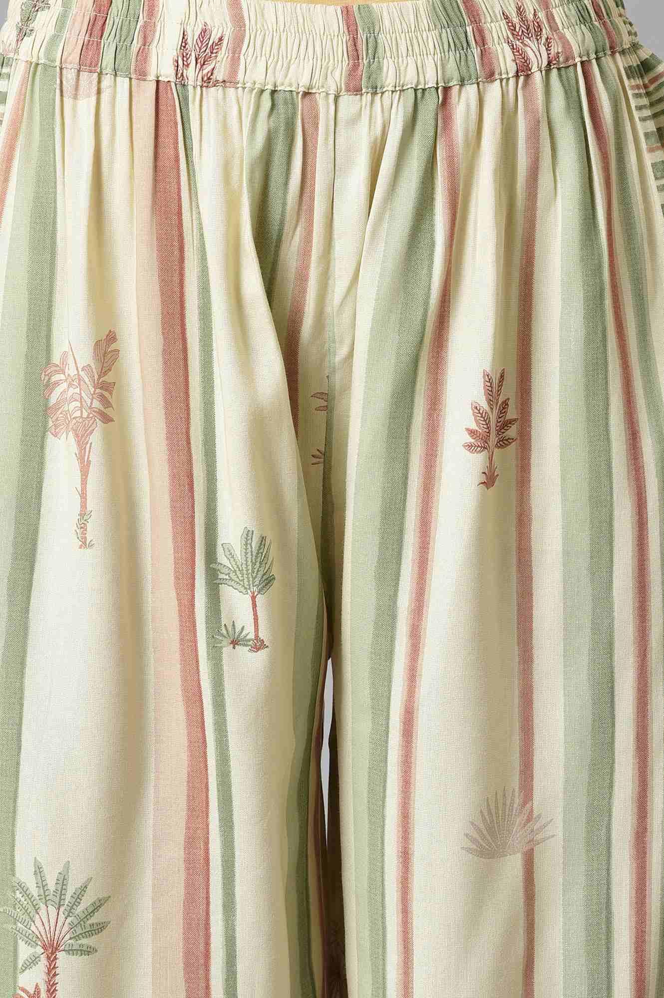 Light Green Embroidered Straight Kurta with Printed Parallel Pants and Dupatta Set - Image 10