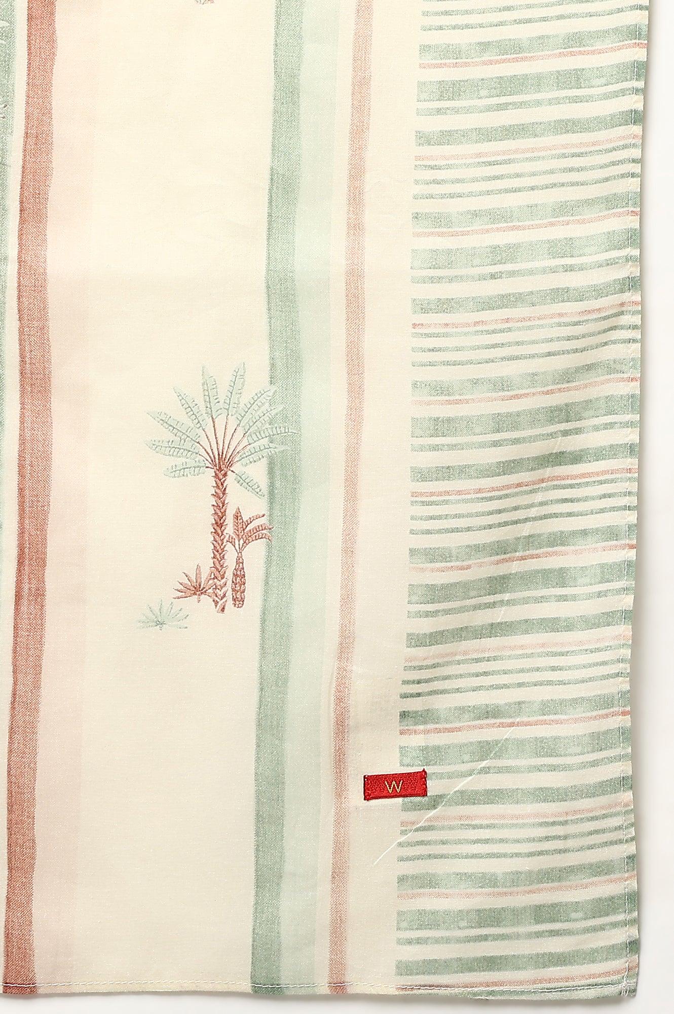 Light Green Plus Size Embroidered kurta With Printed Parallel Pants And Dupatta - Image 8