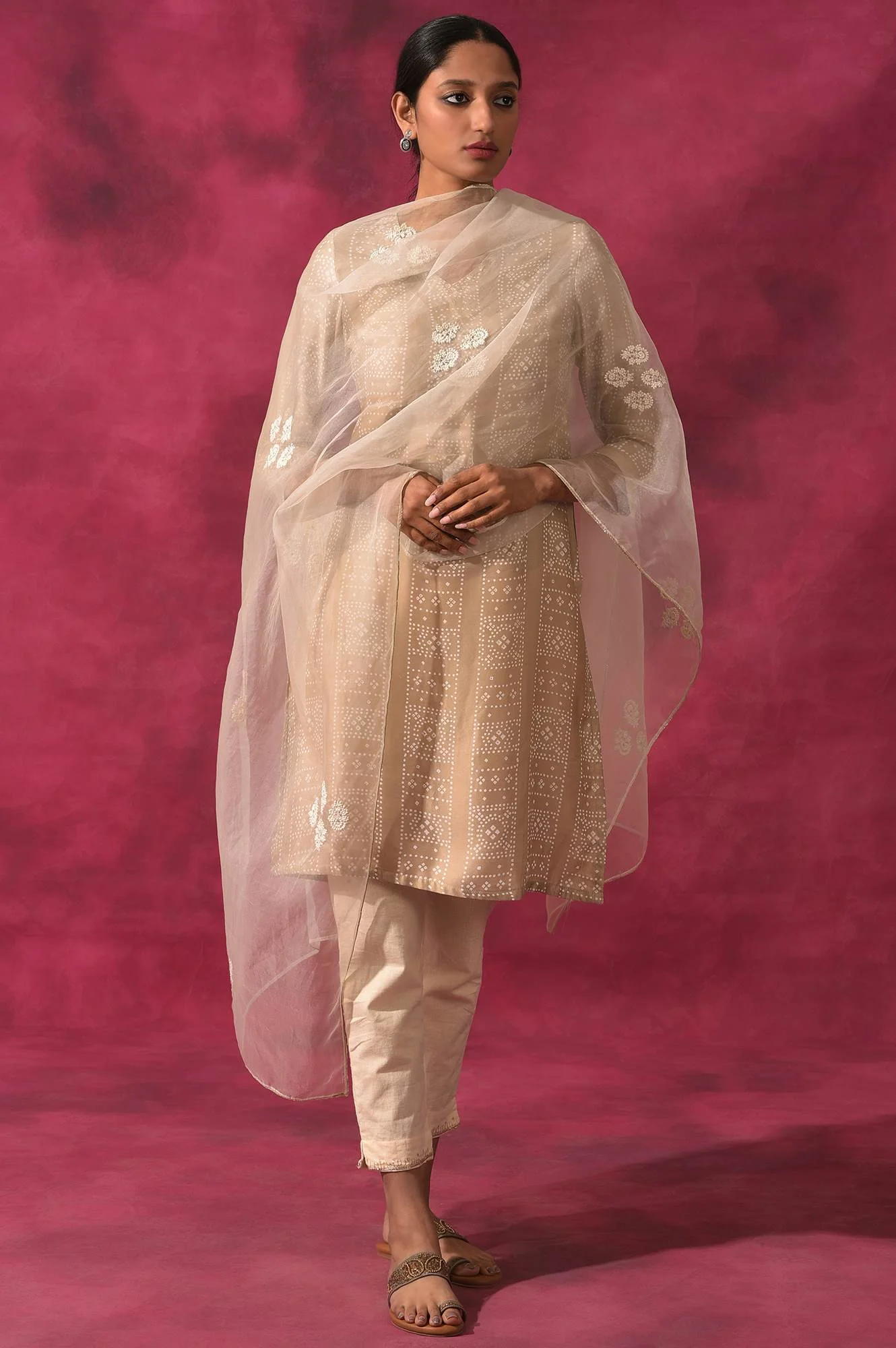 Light Grey V-Neck Lustrous Satin kurta - Image 6