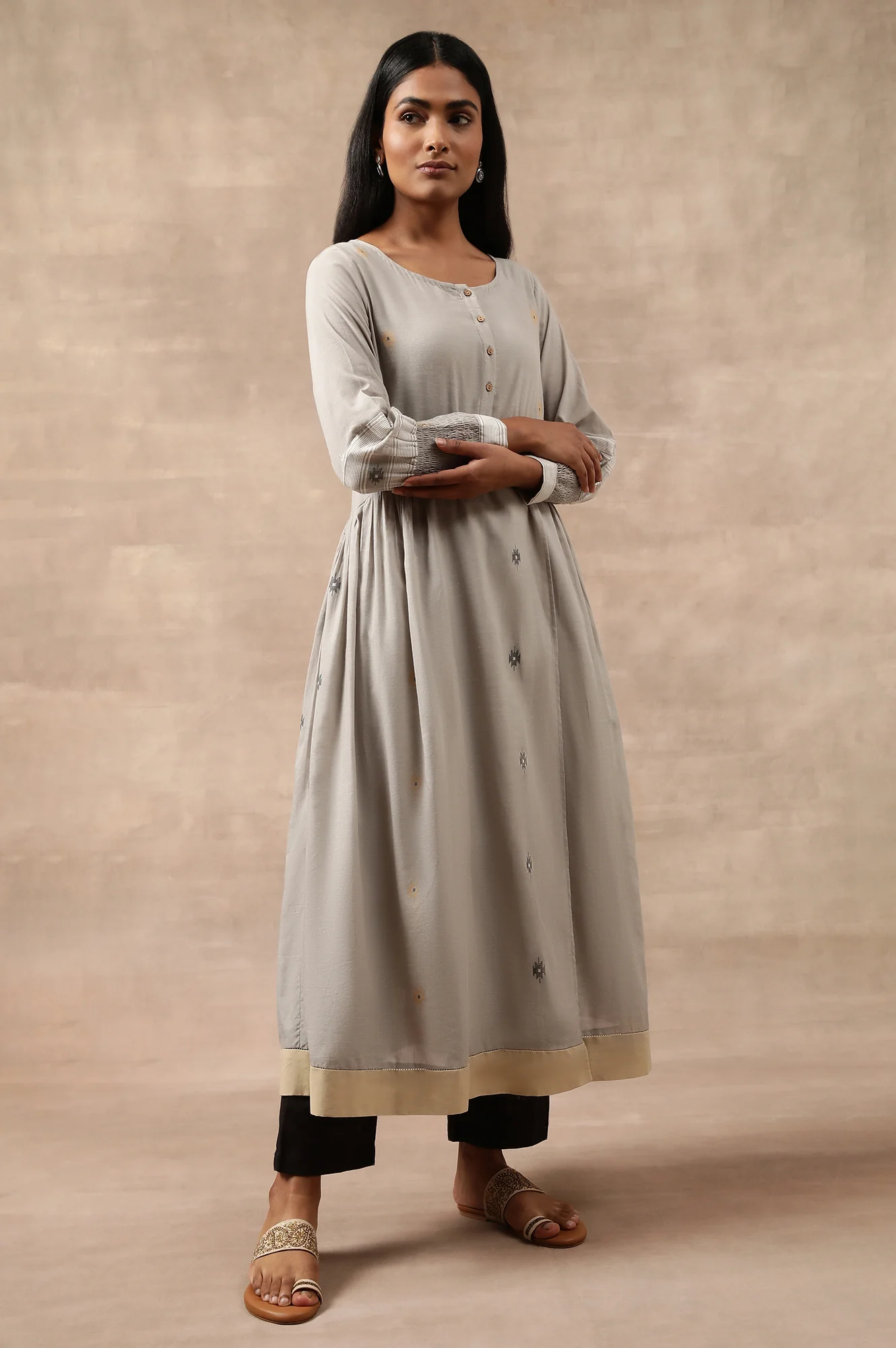 Light Grey Yarn Dyed Dress - Image 5
