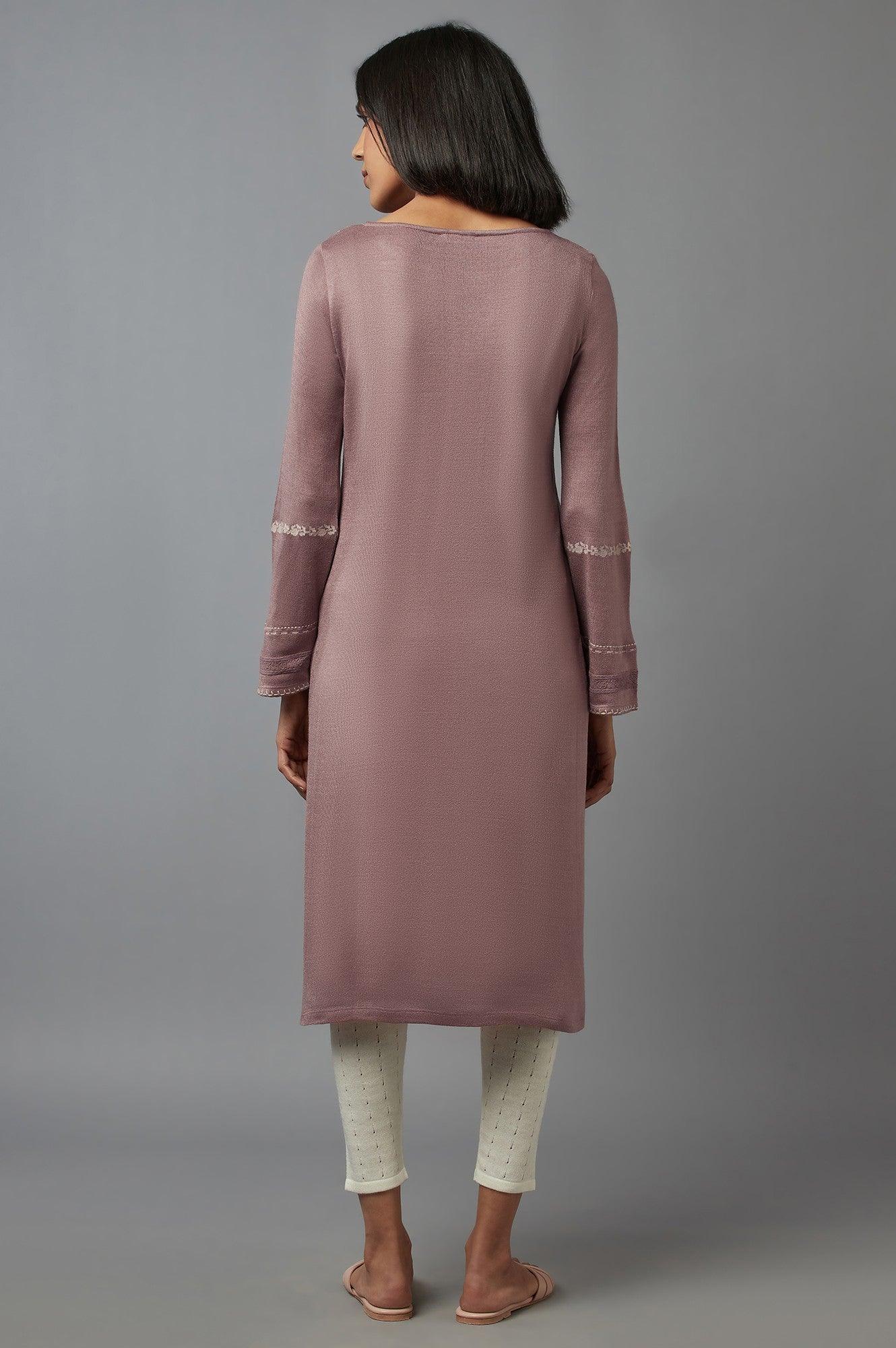 Light Pink Embroidered Acrylic kurta - Image 2