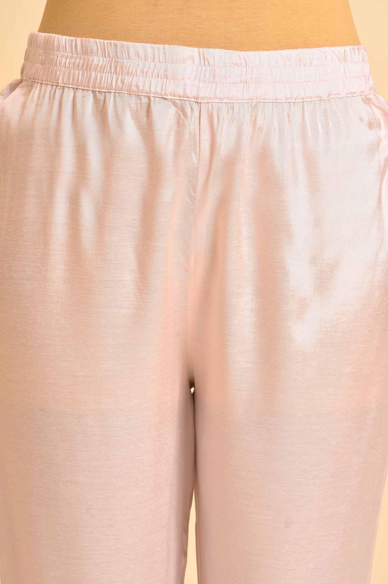 Light Pink Embroidered Kurta, Pants And Dupatta Set - Image 8
