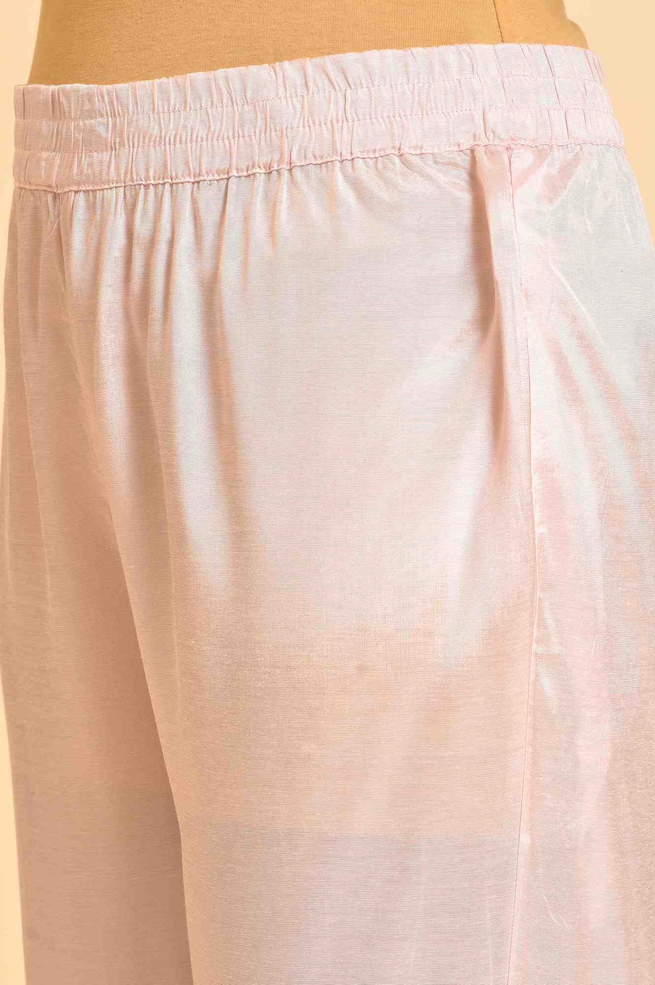 Light Pink Embroidered Kurta, Pants And Dupatta Set - Image 9
