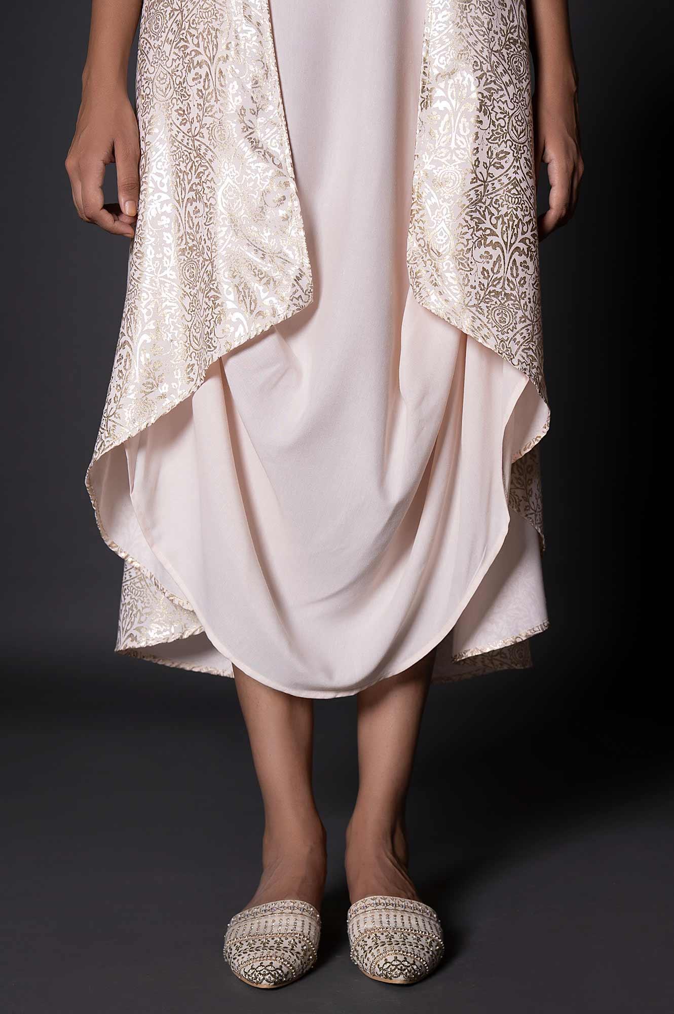 Light Pink Floral Printed Mock Layered Dress - Image 7