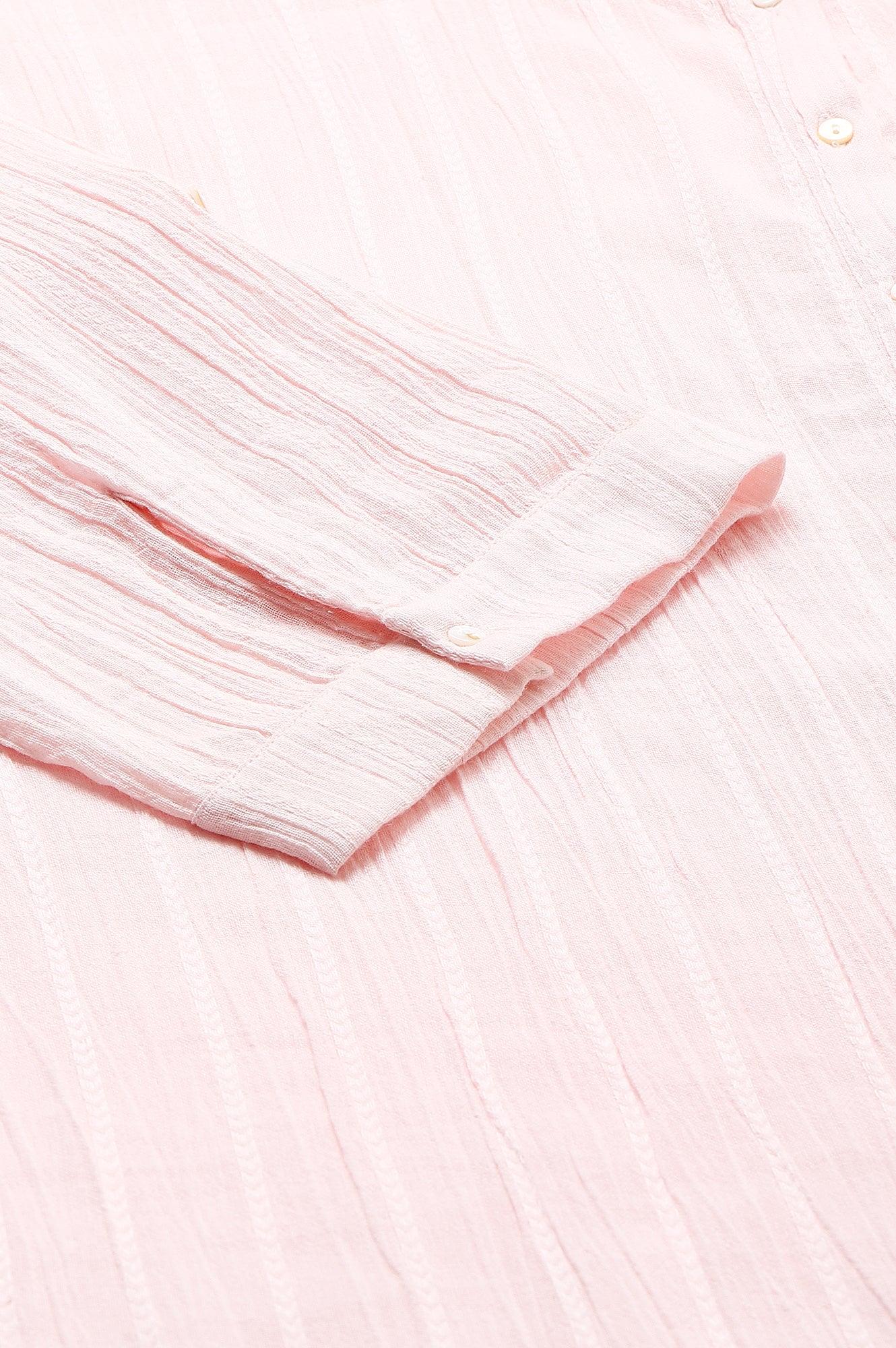 Light Pink Mandarin Collar Plus Size Top - Image 8